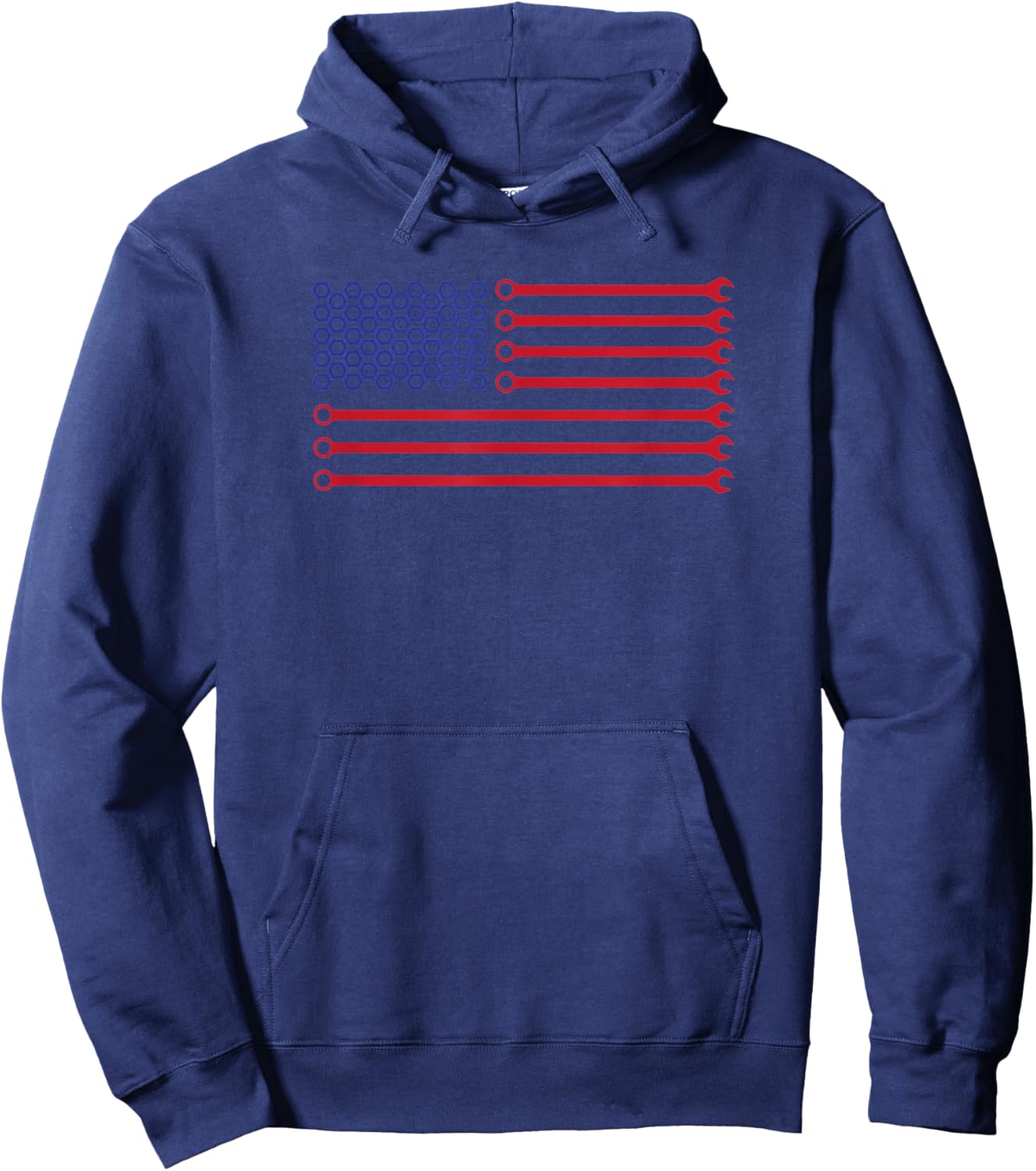 Mechanic Wrench and Bolts American USA Flag Hoodie - Hoodie | Navy