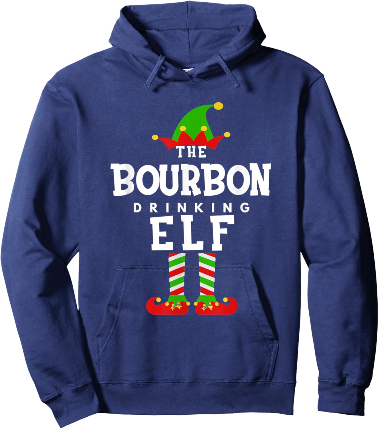 The Bourbon Drinking Elf Costume Christmas Morning Matching Hoodie - Hoodie | Navy