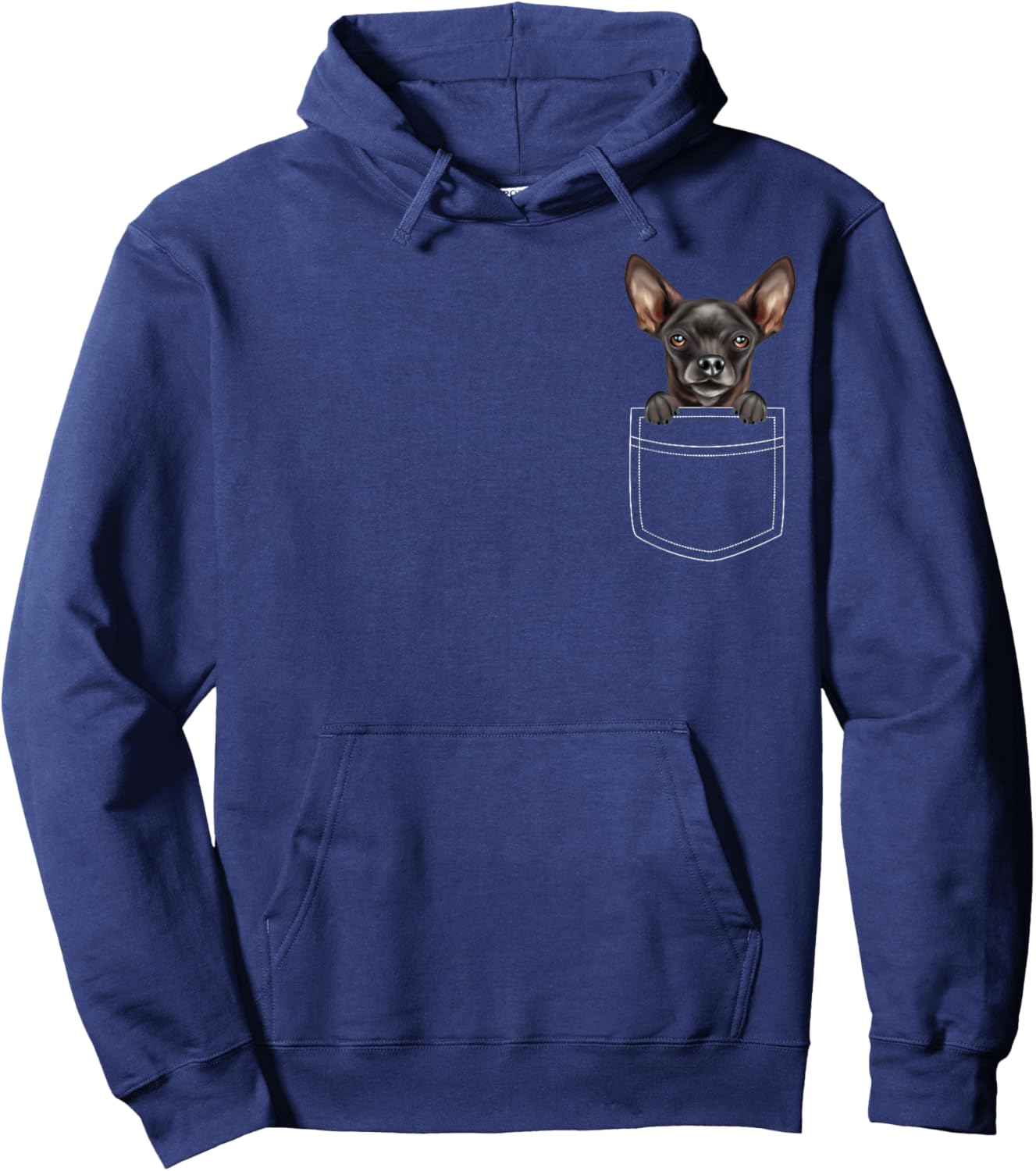 Black Chihuahua Dog in Pocket Funny Dog Lover Hoodie - Hoodie | Navy