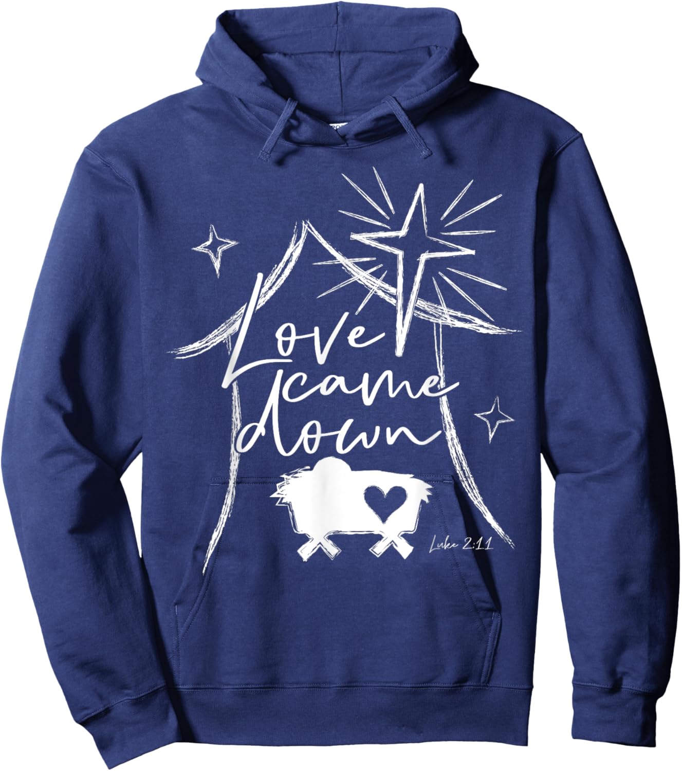 Inspirational Apparel by Steel Living Ultd. Love Came Down Christmas - Women's, Black, Short Sleeve, Small Hoodie - Hoodie | Navy