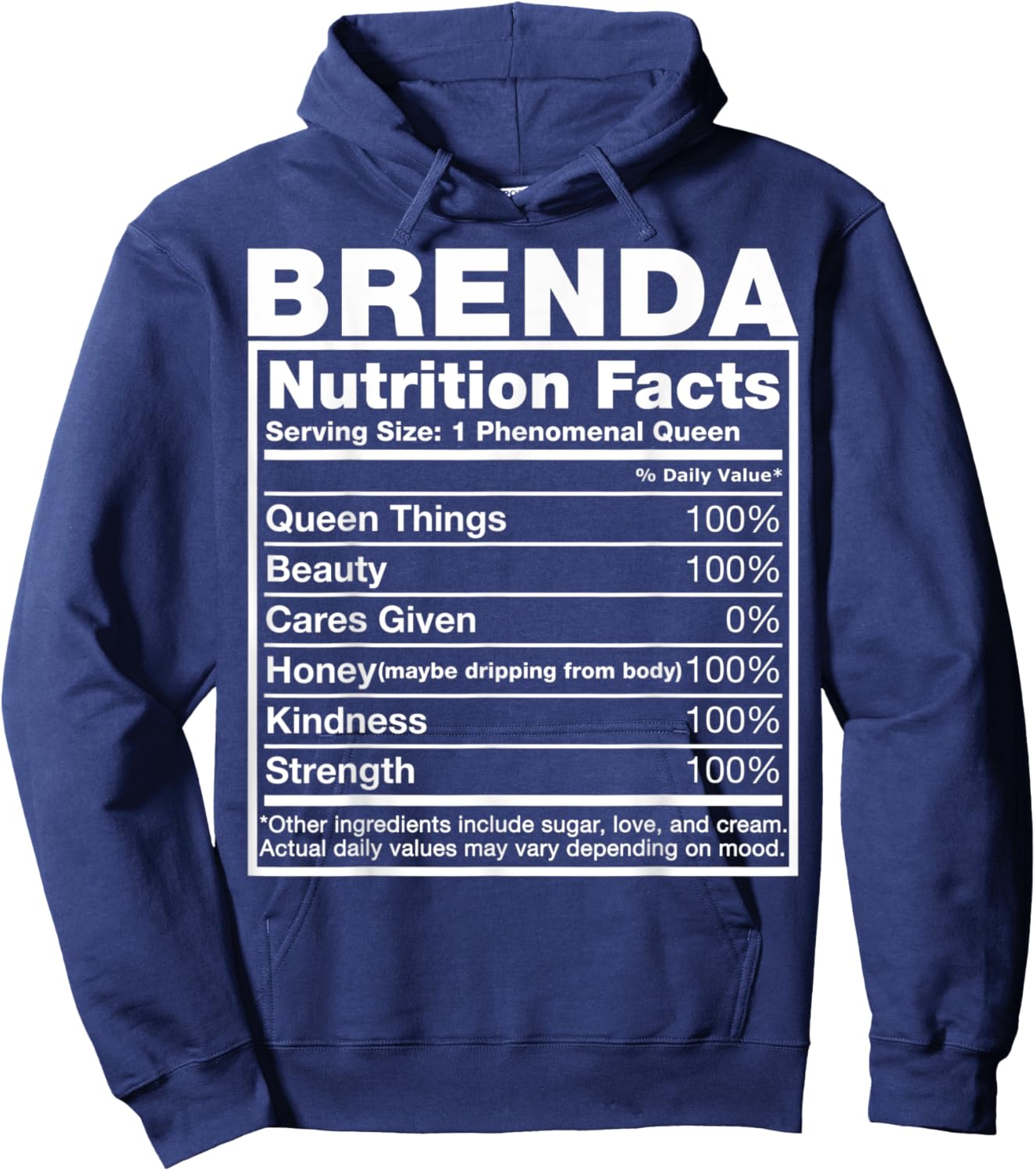 Brenda Nutrition Facts Brenda Name Birthday Shirt Hoodie - Hoodie | Navy
