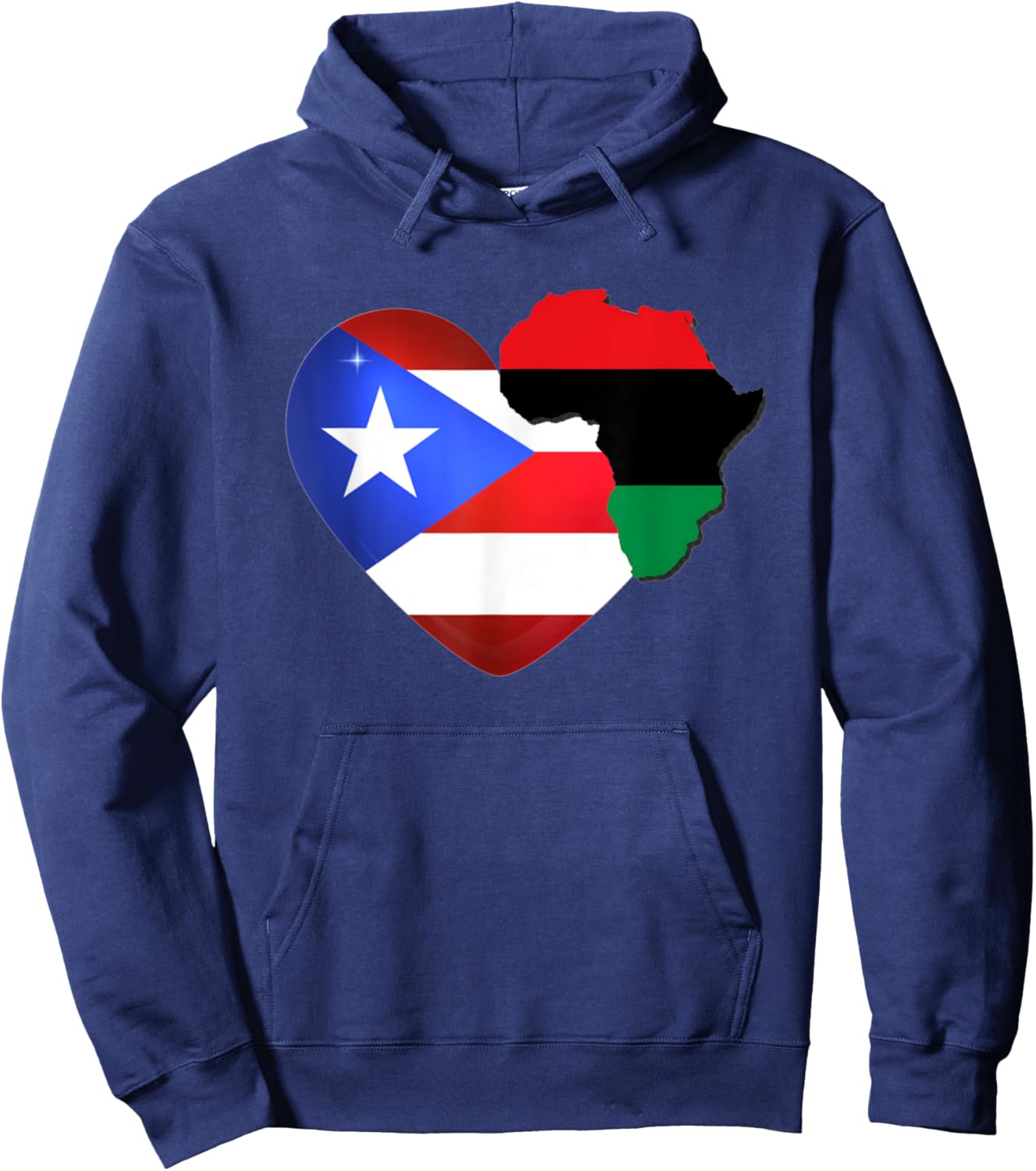 Caribbean Afro Latin Proud Puerto Rican African Flag Hoodie - Hoodie | Navy