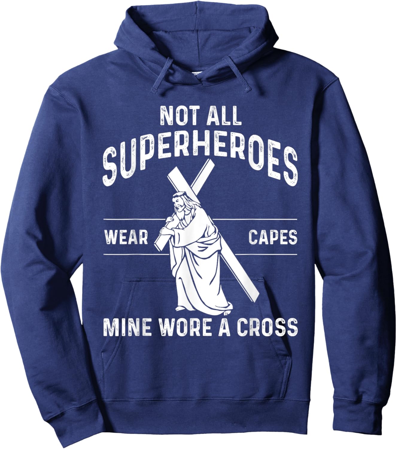 Funny Jesus Superhero Design Men Women Jesus Christ Cross Hoodie - Hoodie | Navy