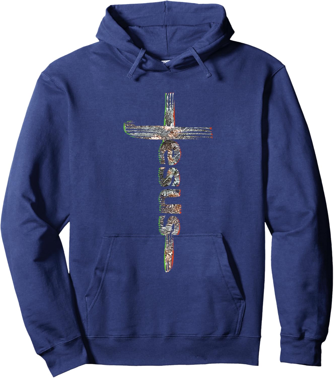 Camo Jesus Cross Hoodie - Hoodie | Navy