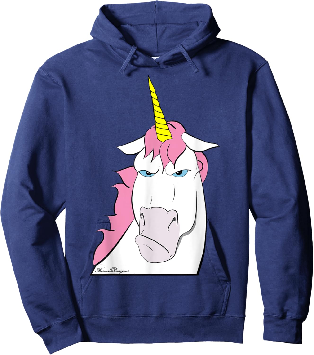 Funny Grumpy Comic Unicorn with Bad Mood Hoodie - Hoodie | Navy