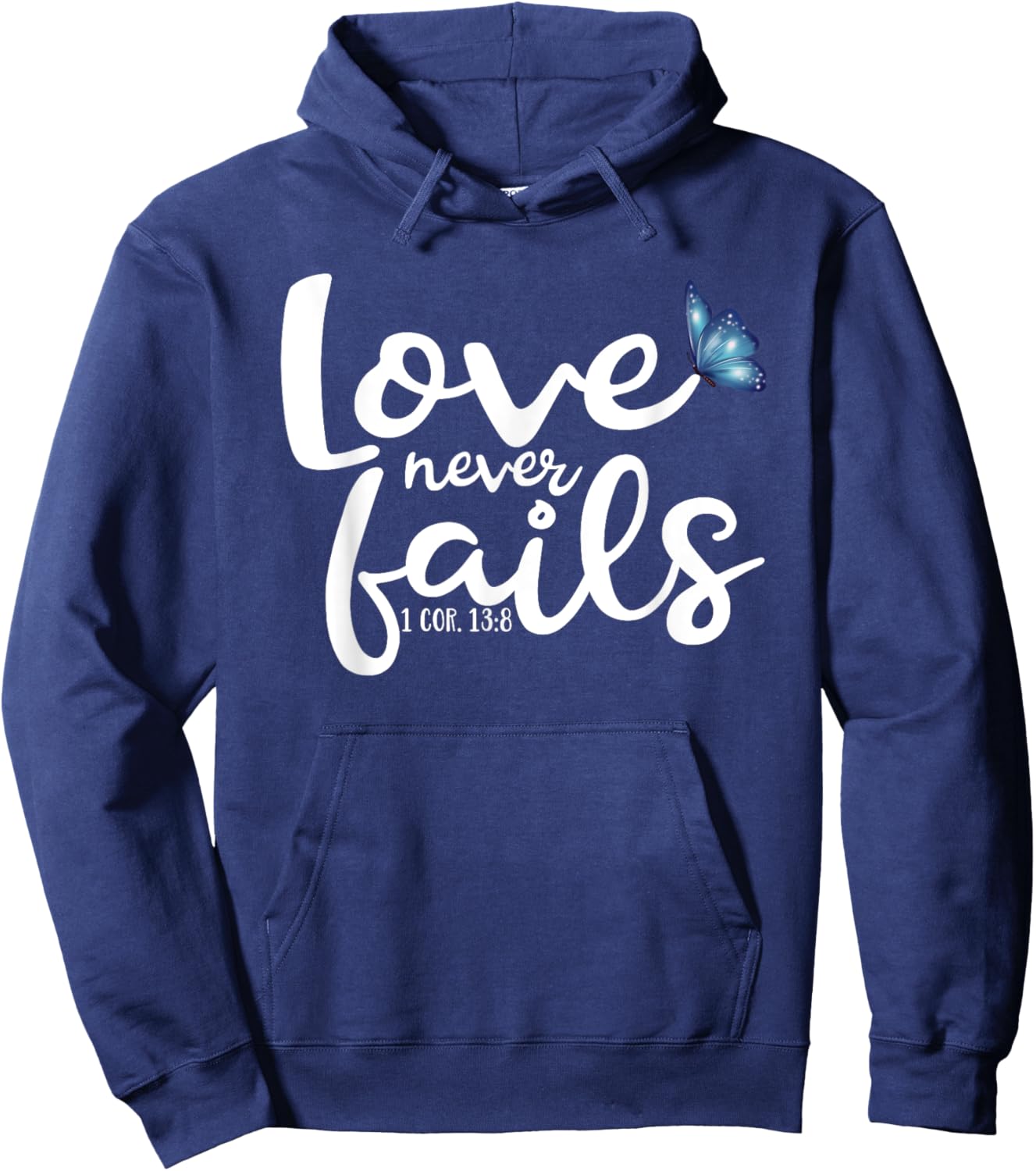 Love Never Fails Butterfly Hoodie - Hoodie | Navy