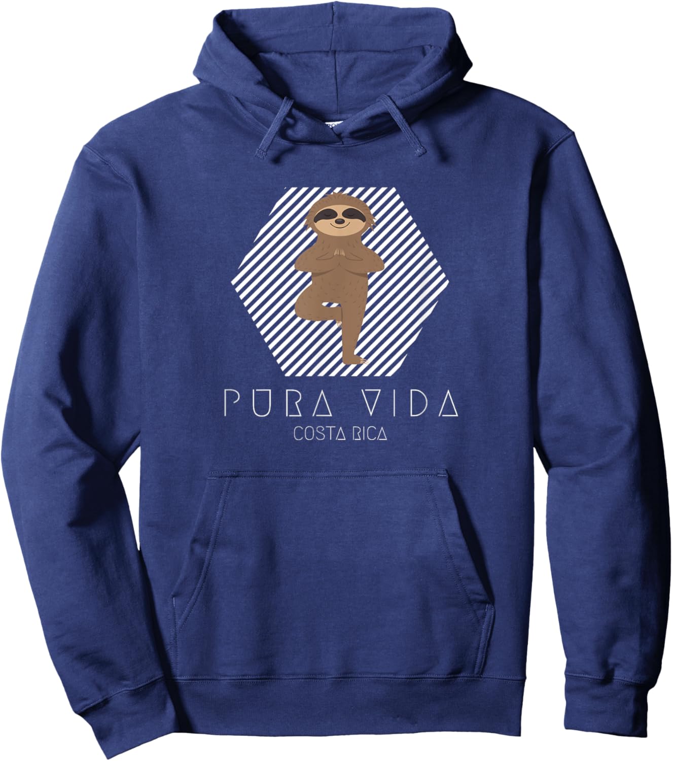 Costa Rica Yoga Sloth Pura Vida Souvenir Hoodie - Hoodie | Navy