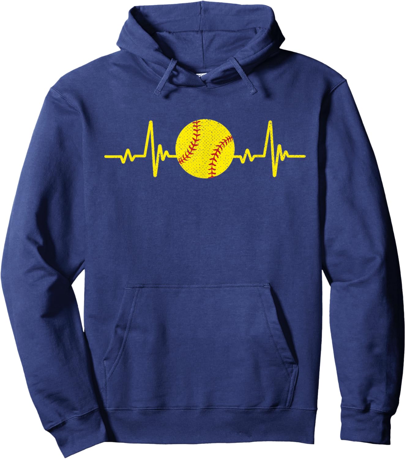 Softball Lover Heartbeat Vintage Retro Softball Player Hoodie - Hoodie | Navy
