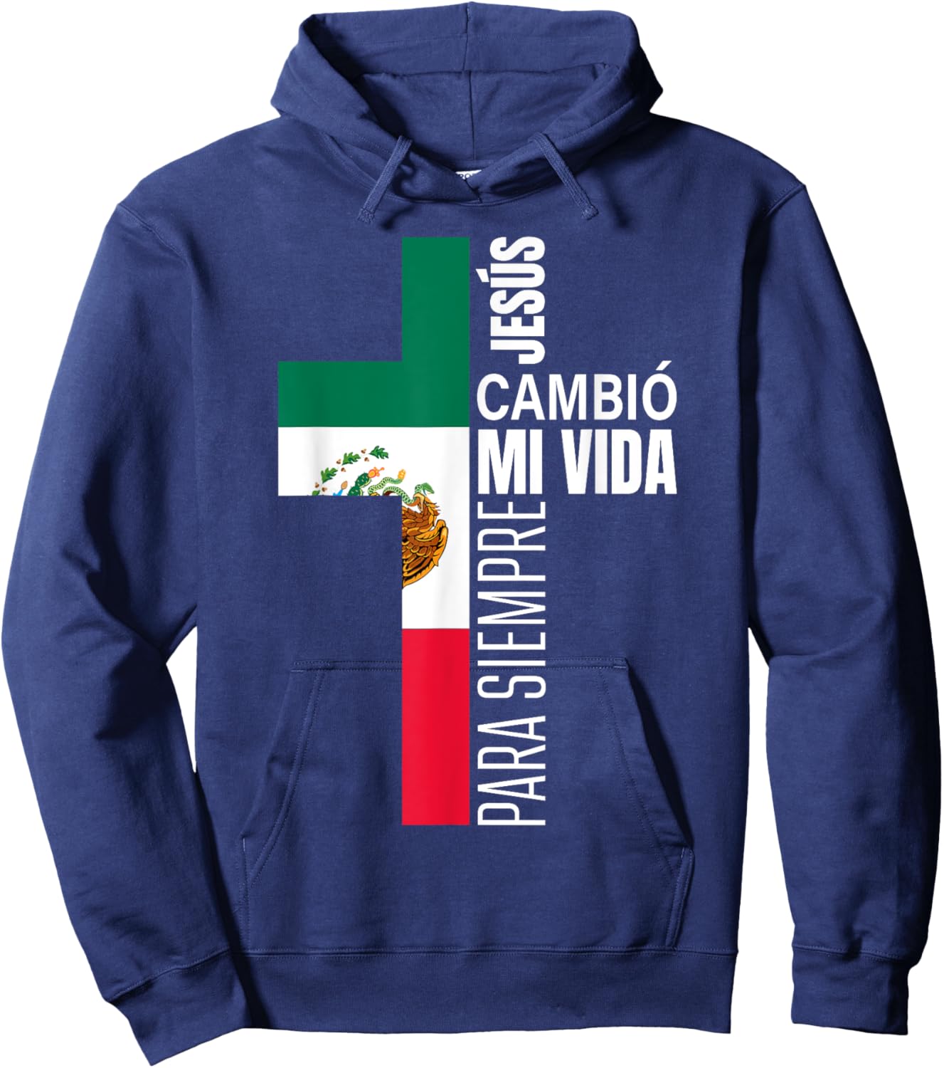 Jesus Christian Spanish Gifts Dad Fathers Day Mexican Flag Hoodie - Hoodie | Navy