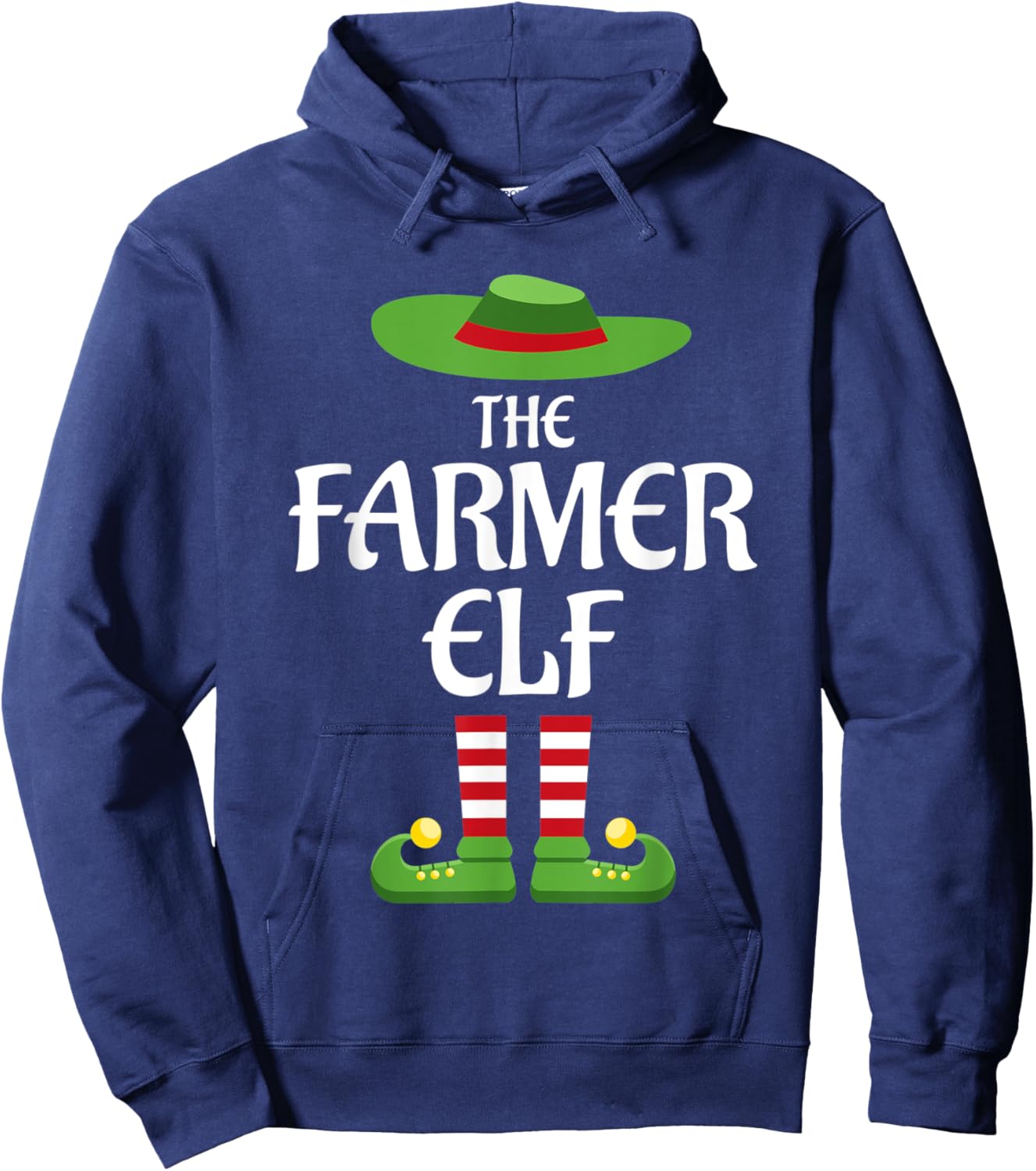 Farmer Elf Family Matching Group Christmas Hoodie - Hoodie | Navy