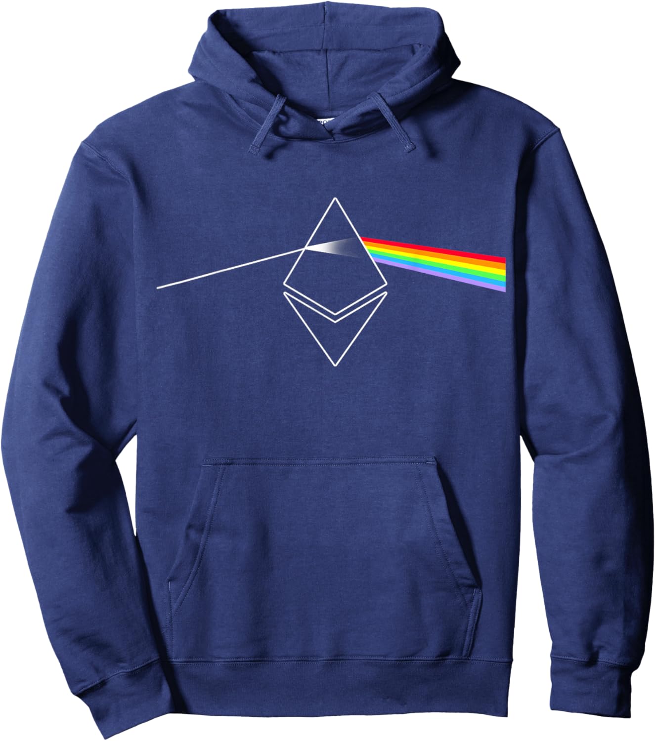 Miftees Crypto Ethereum Prism Rainbow Light -Adults Black Hoodie - Hoodie | Navy