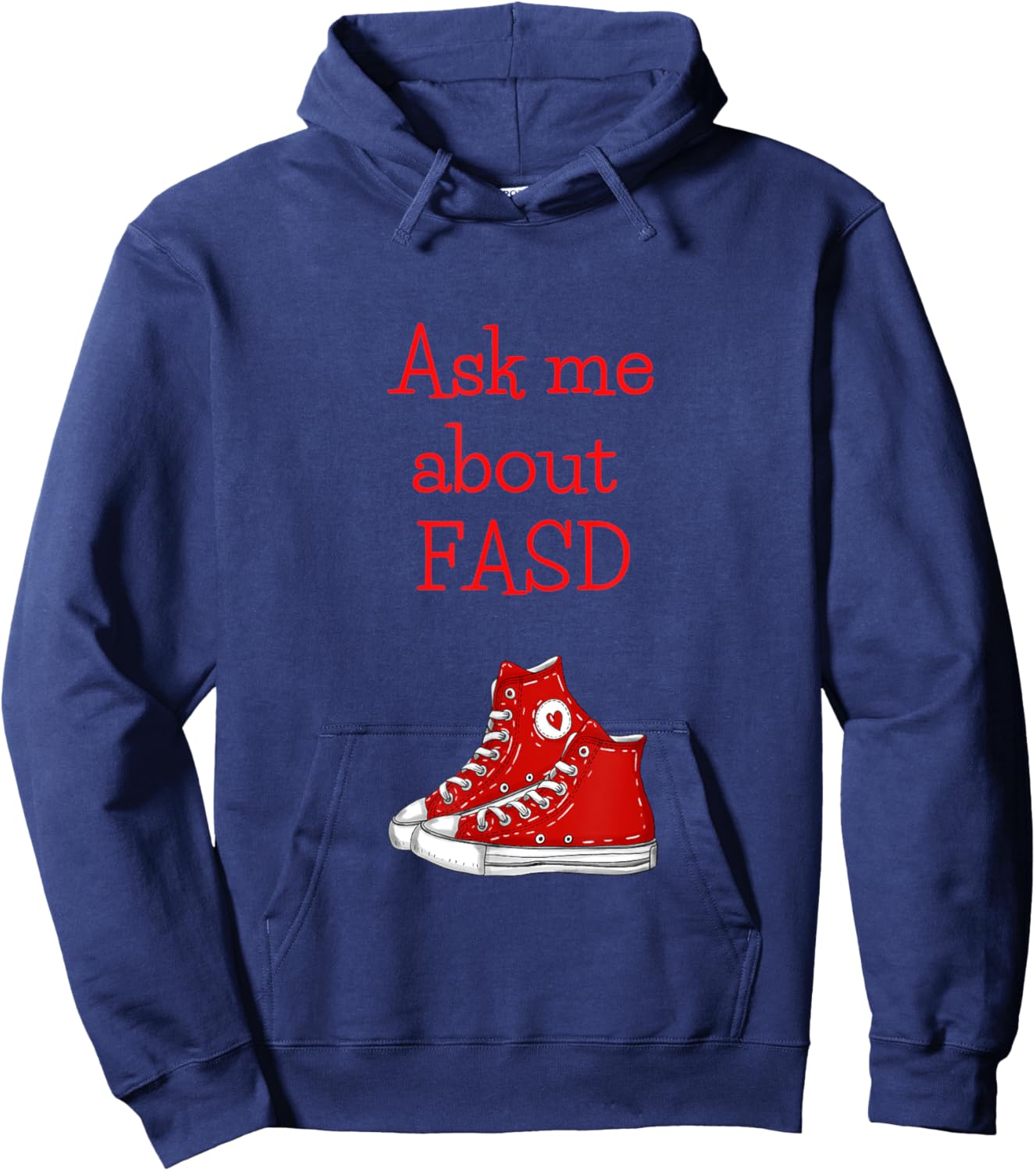 CLM Designs 'Ask Me About FASD' Women's Black Modern Letter Print Hoodie - Hoodie | Navy