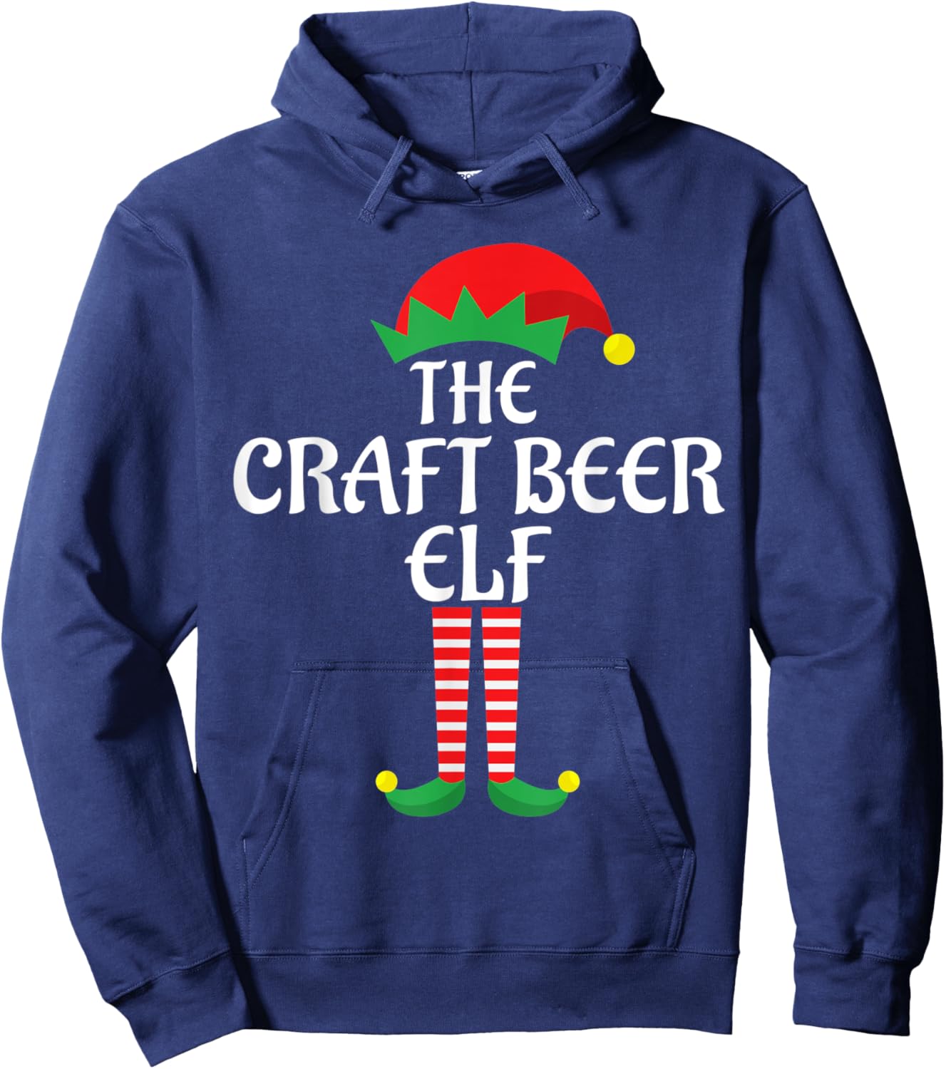 Craft Beer Elf Christmas Theme Holiday Family Matching Xmas Hoodie - Hoodie | Navy