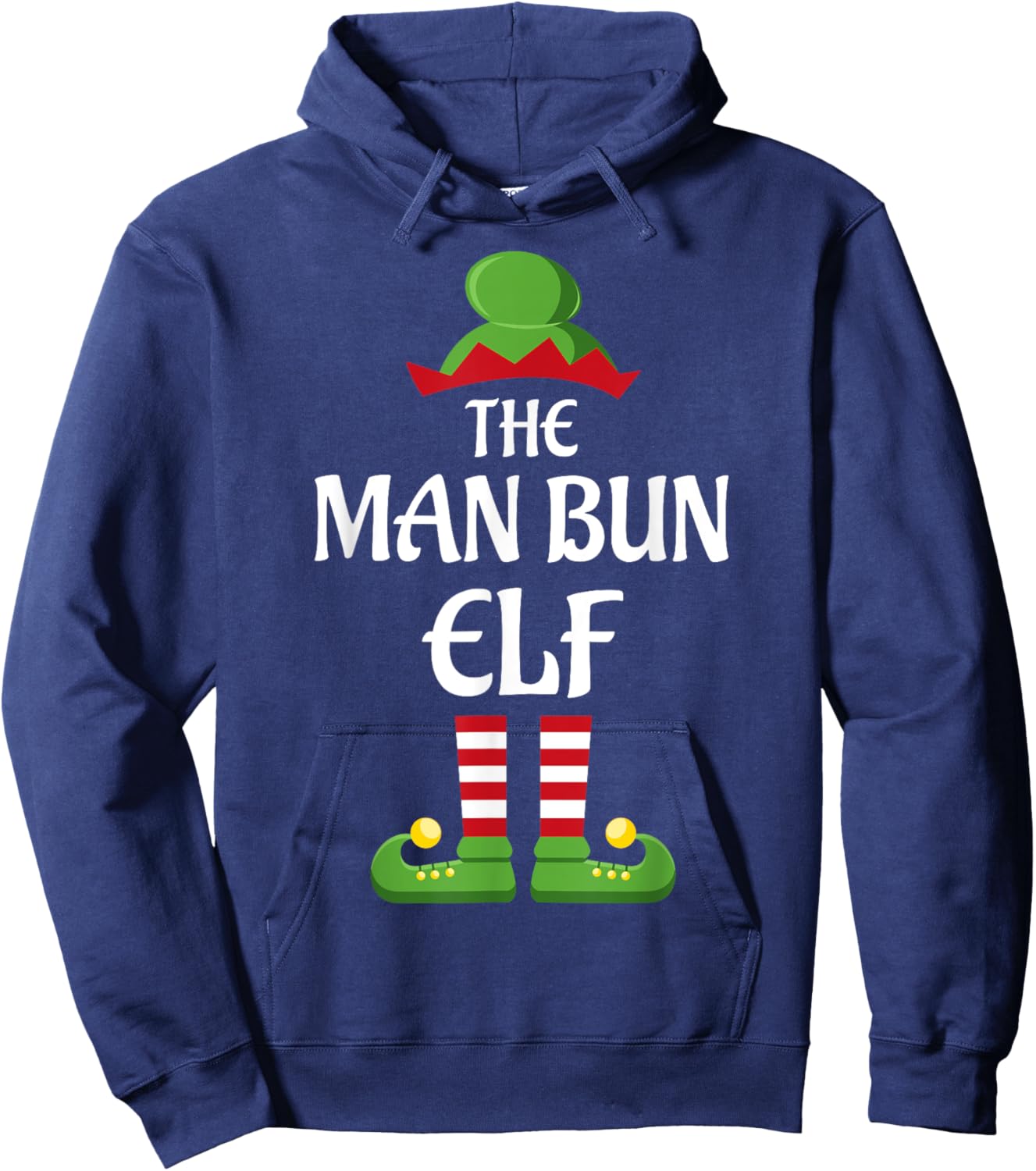 Man Bun Elf Family Matching Group Christmas Hoodie - Hoodie | Navy