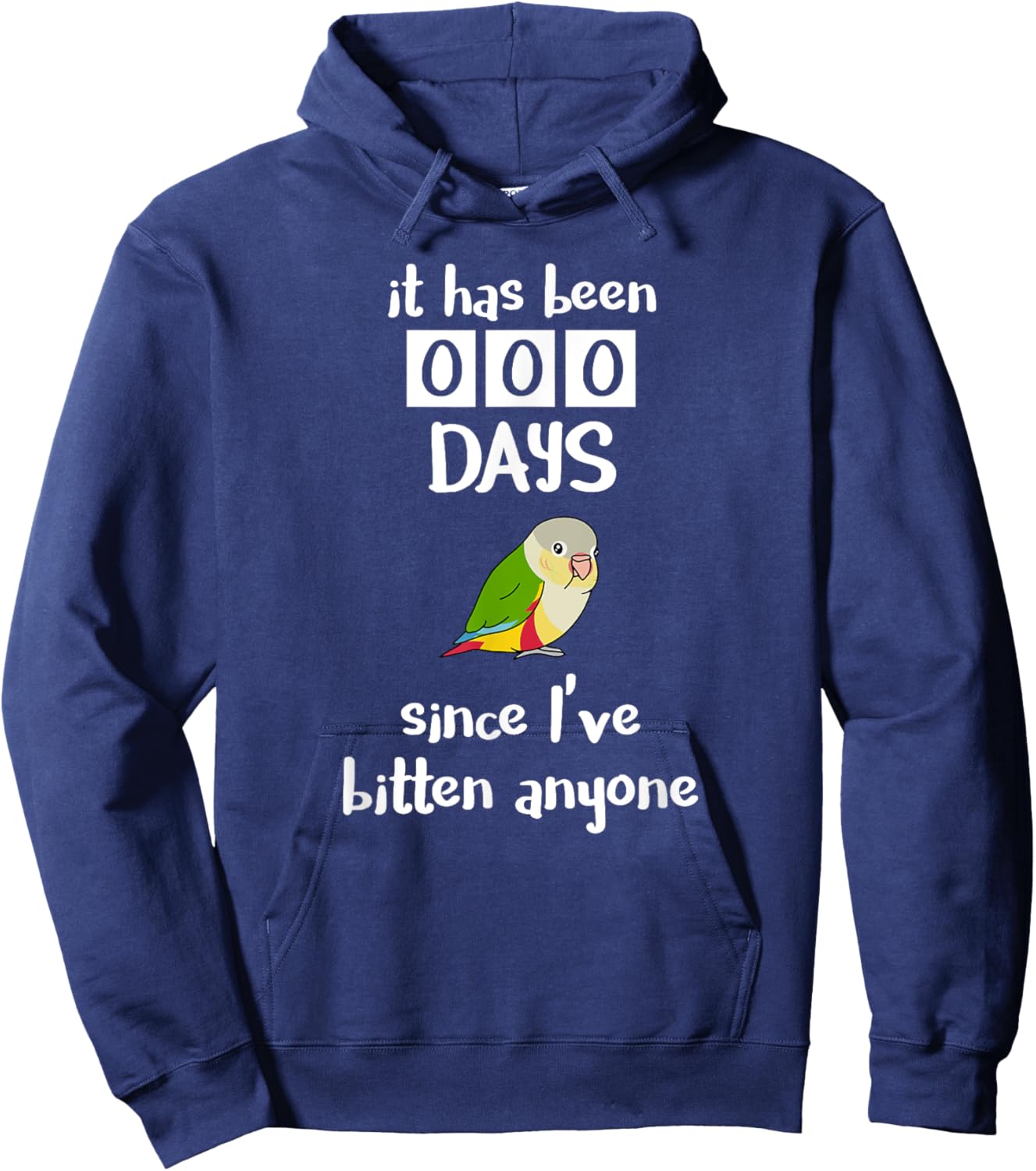 It has been 0 days since I've bitten anyone Pineapple Conure Hoodie - Hoodie | Navy