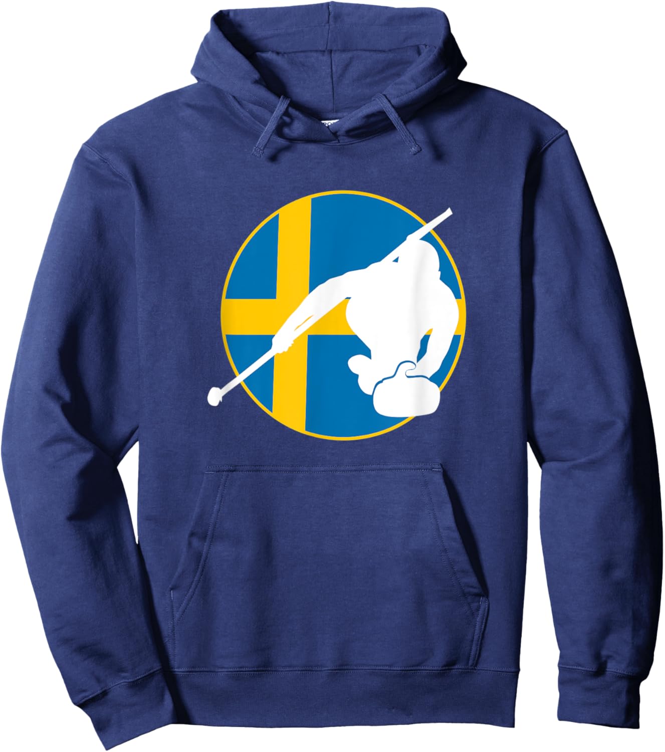 Sweden Swedish Team Curling Blue Yellow Winter Sports Hoodie - Hoodie | Navy