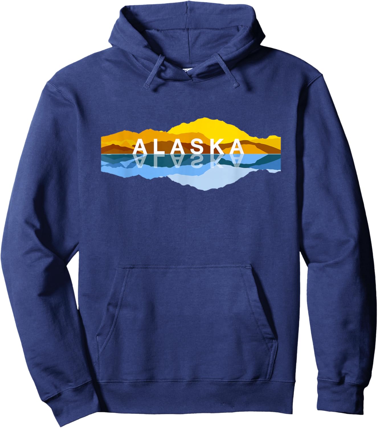 Alaska Mountain Reflections - Denali Mountain Souvenir Hoodie - Hoodie | Navy
