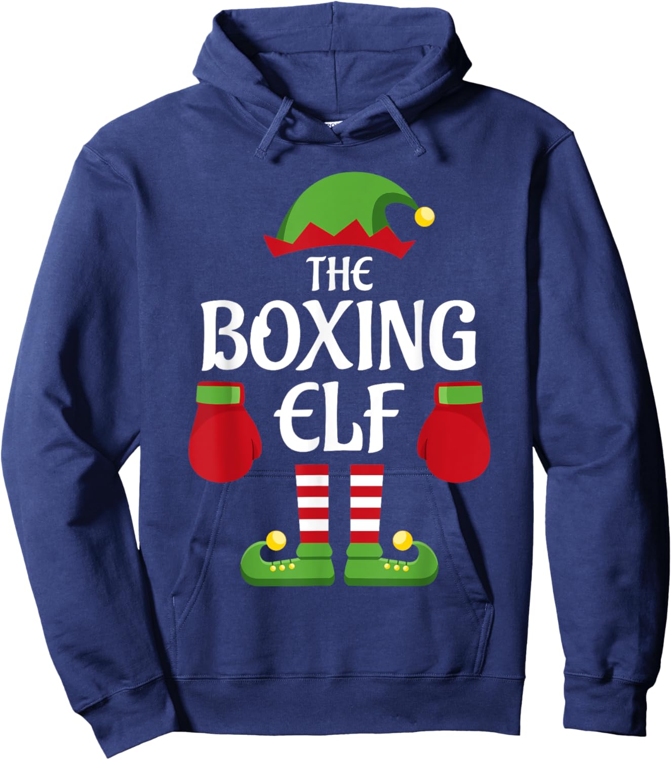 Boxing Elf Family Matching Group Christmas Boxer Hoodie - Hoodie | Navy