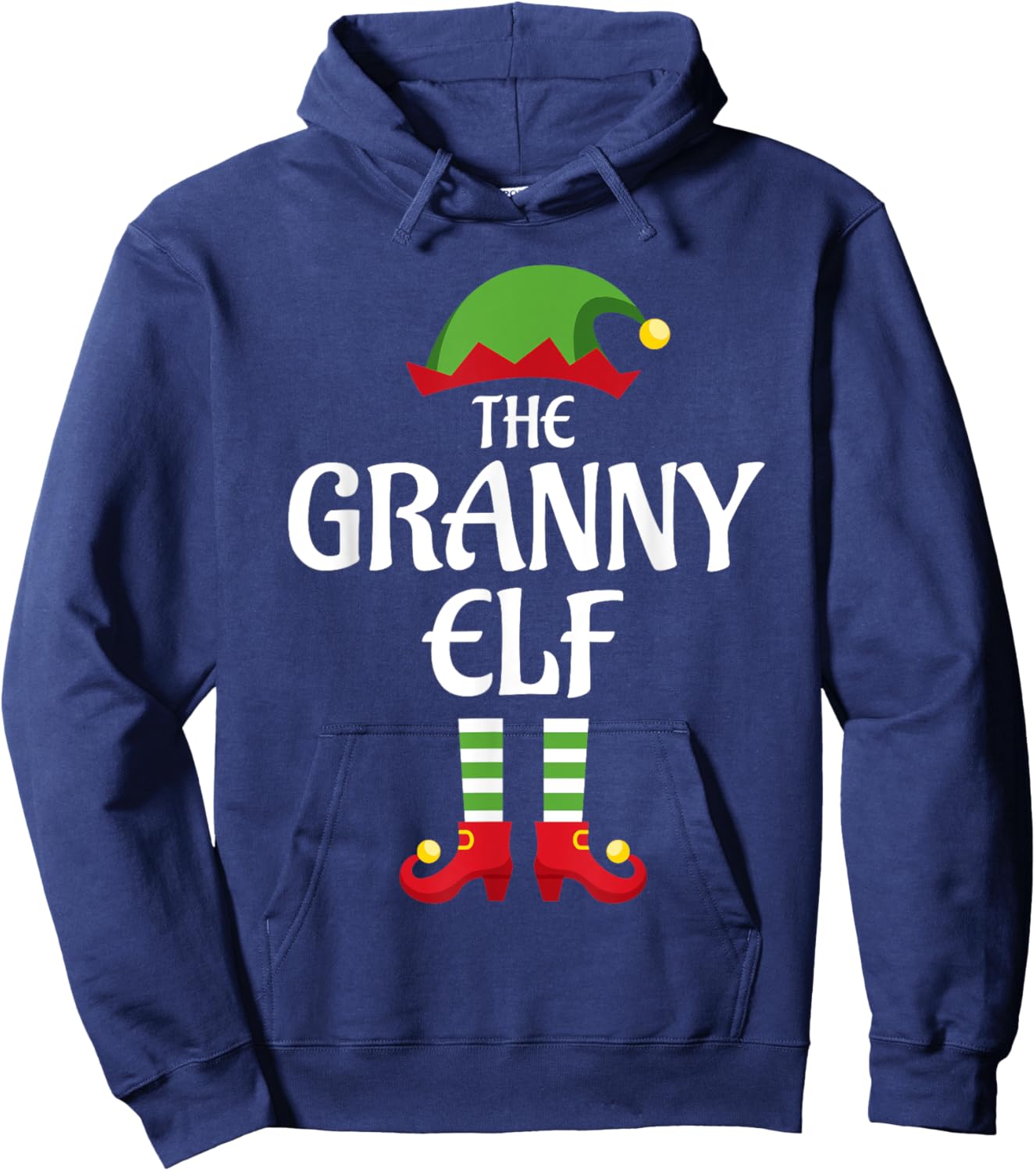 Granny Elf Family Matching Group Christmas Grandma Hoodie - Hoodie | Navy
