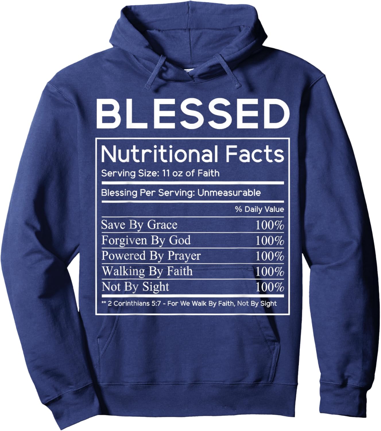 Blessed Nutritional Facts Christian Bible Holiday Dinner Hoodie - Hoodie | Navy