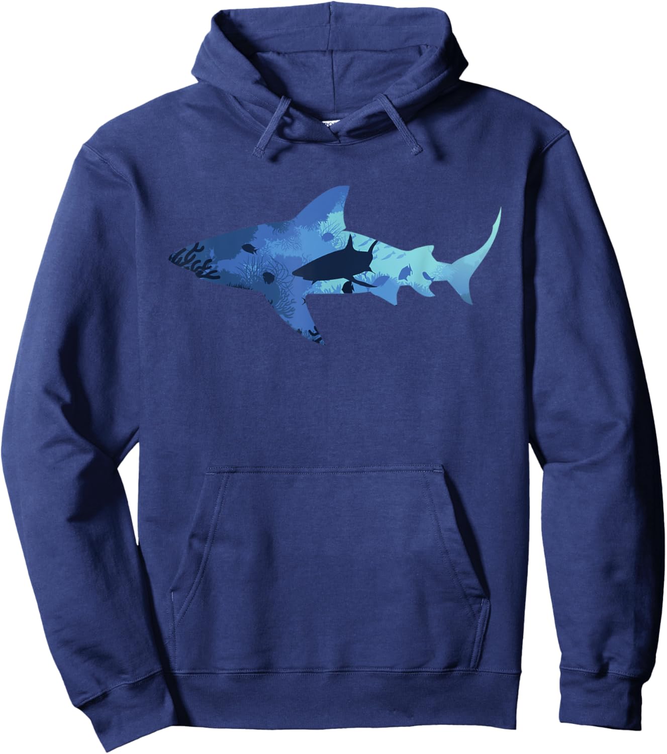 Vintage Shark Silhouette | Hammerhead Shark Tiger Shark Hoodie - Hoodie | Navy