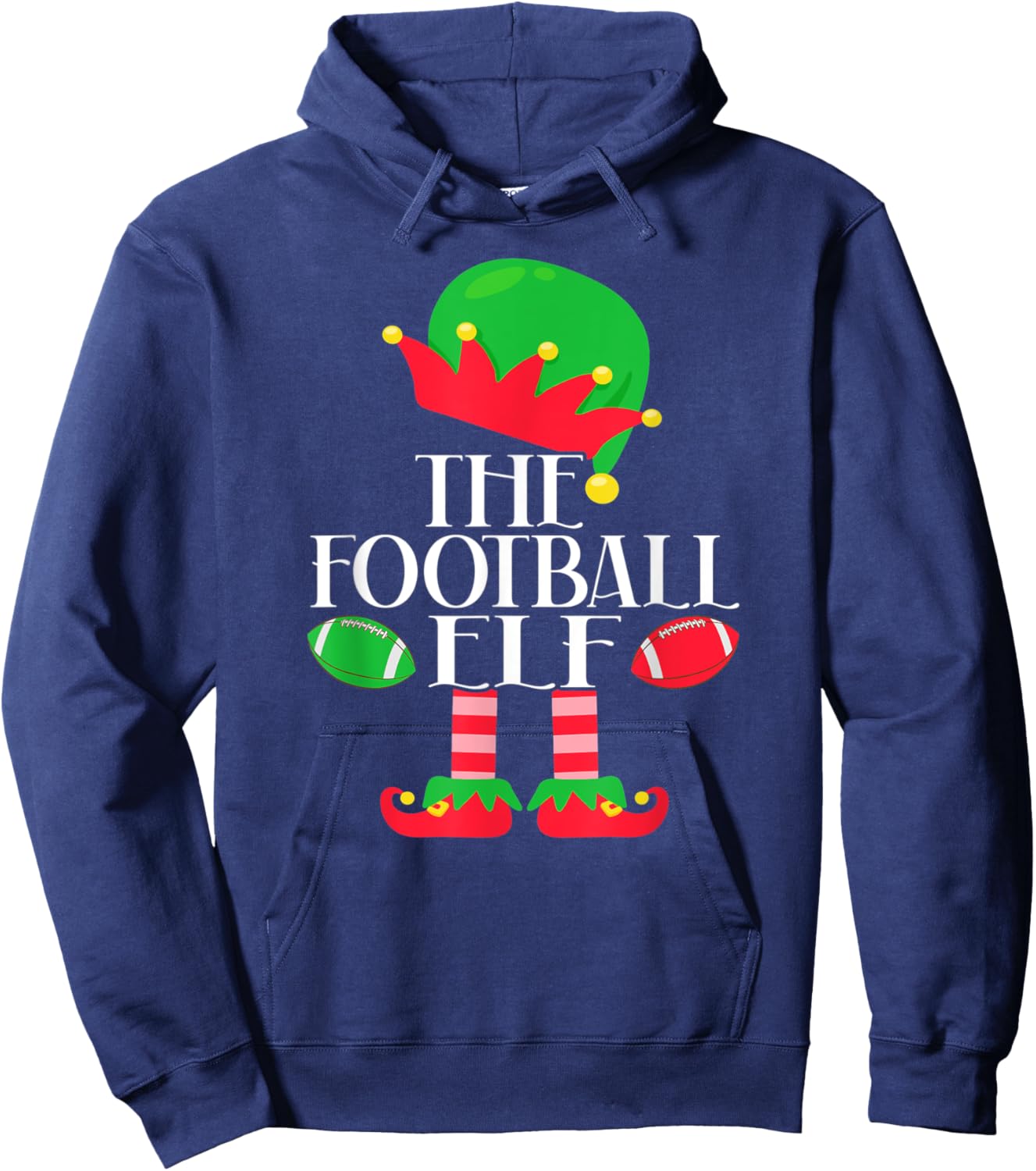 The Football Elf Christmas Party Pajama Costume Hoodie - Hoodie | Navy