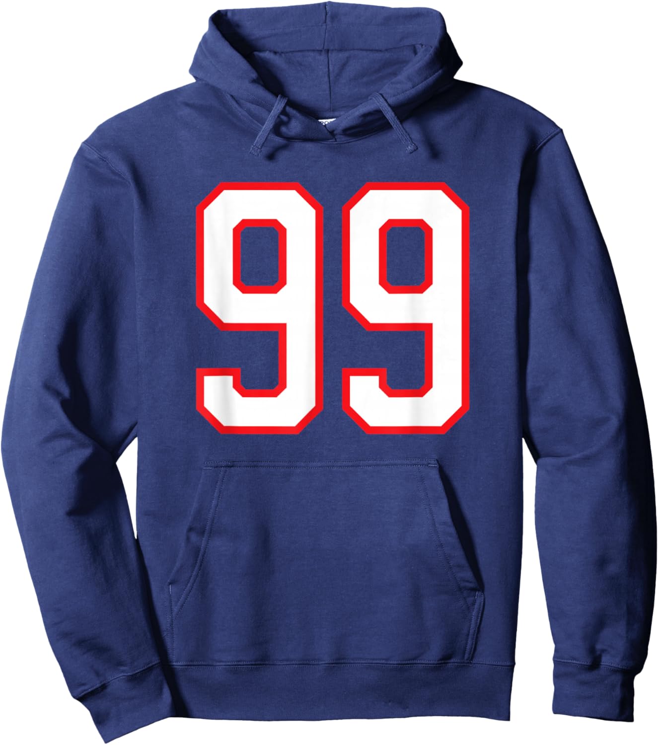White Red Sports Team Number #99 Hoodie - Hoodie | Navy