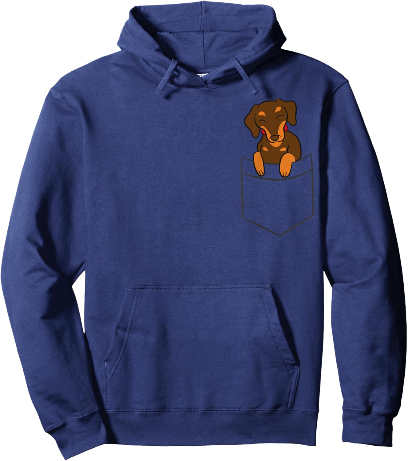 Dachshund Dog Gifts And Dachshund In The Pocket Cute Pocket Dachshund -Adults, -Kids Black Short Sleeve Classic Fit Cotton Hoodie - Hoodie | Navy