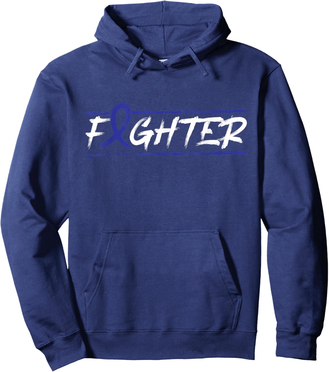 Rectal Cancer Fighter T Shirt - Blue Ribbon Awareness Hoodie - Hoodie | Navy