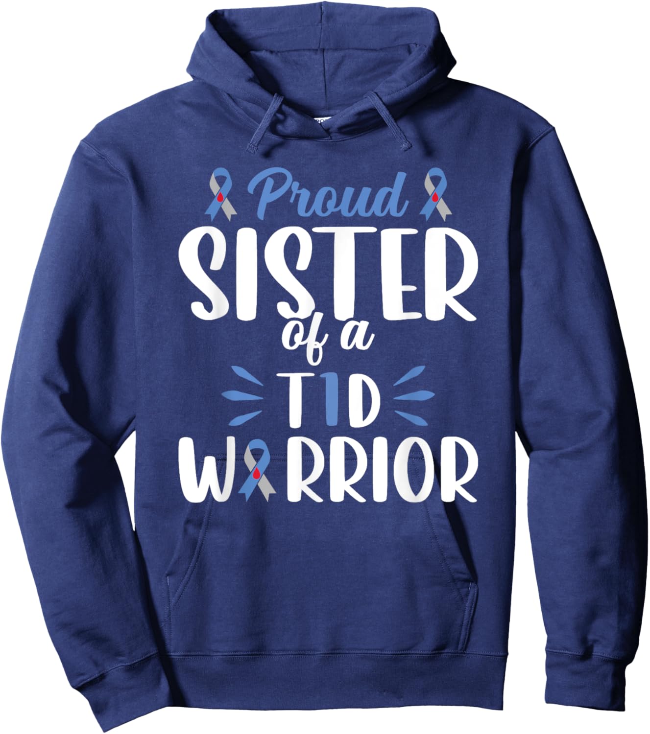 Sister T1d Proud Sister Of A Type 1 Diabetes Warrior Youth Hoodie - Hoodie | Navy