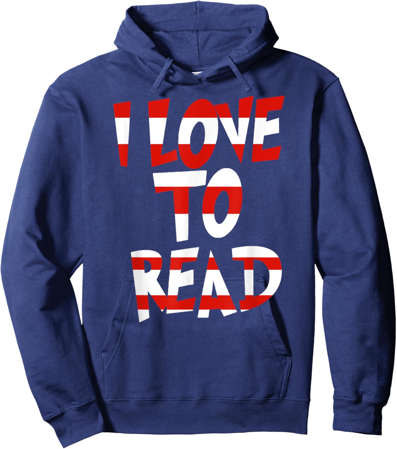 I Love To Read Dr Teacher Student Red And White Stripe Hat Hoodie - Hoodie | Navy