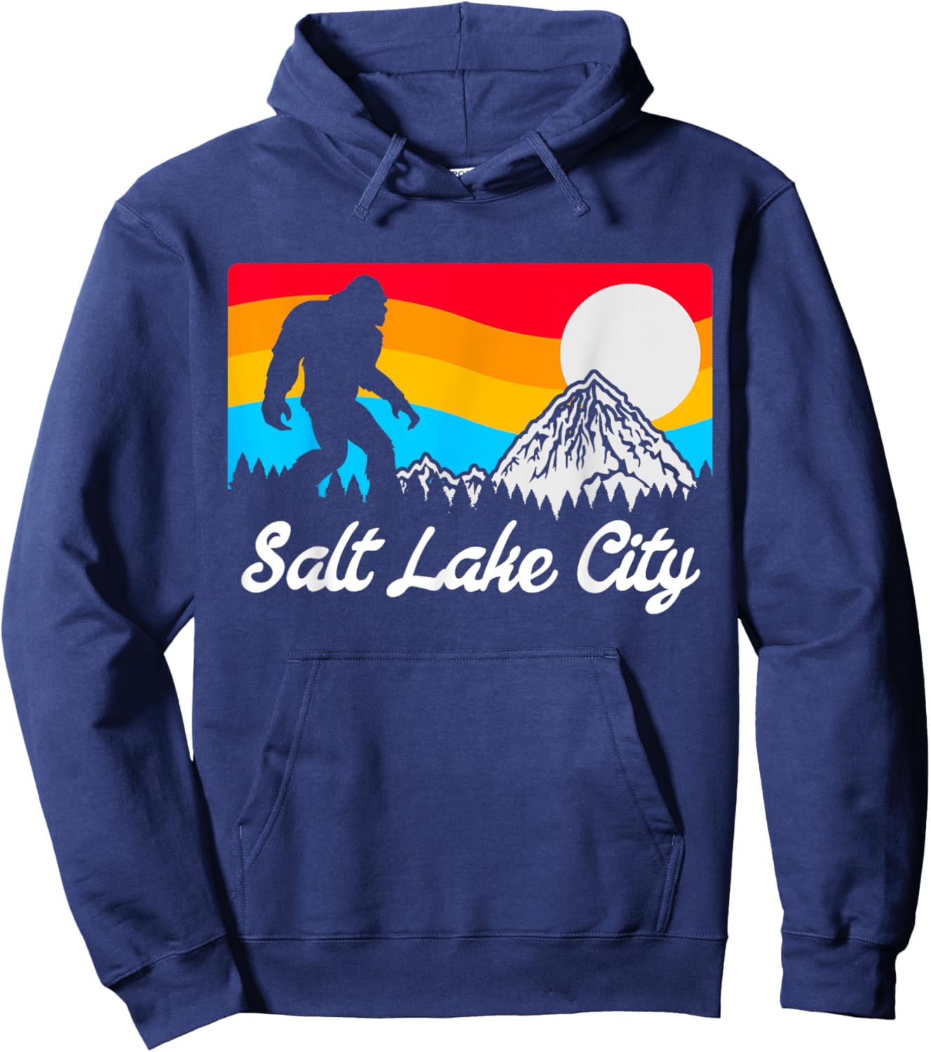 Salt Lake City Utah Vintage Bigfoot Souvenir Design Hoodie - Hoodie | Navy