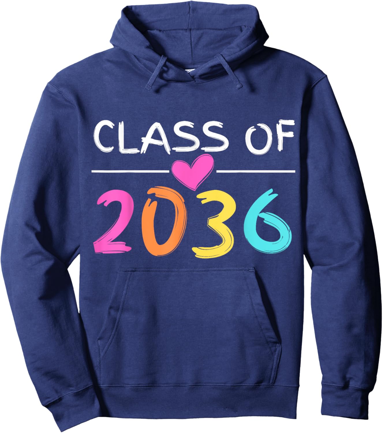 Class of 2036 Grow With Me Shirt Back School Colors Heart Hoodie - Hoodie | Navy