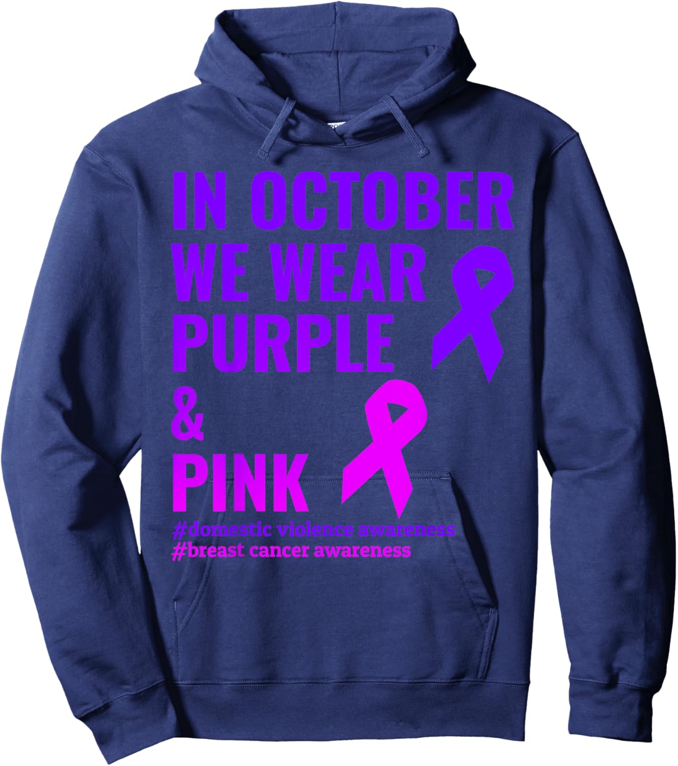 Breast Cancer and Domestic Violence Awareness Hoodie - Hoodie | Navy