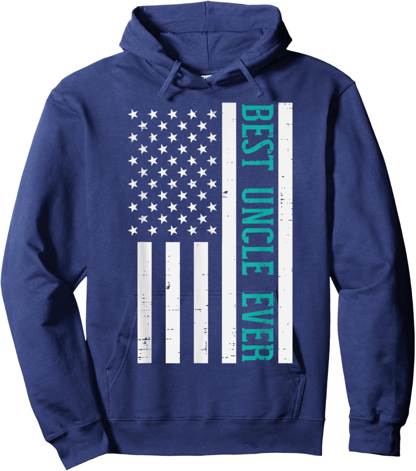 Best Uncle Ever US Flag Vintage Fathers Day Patriotic Men Hoodie - Hoodie | Navy