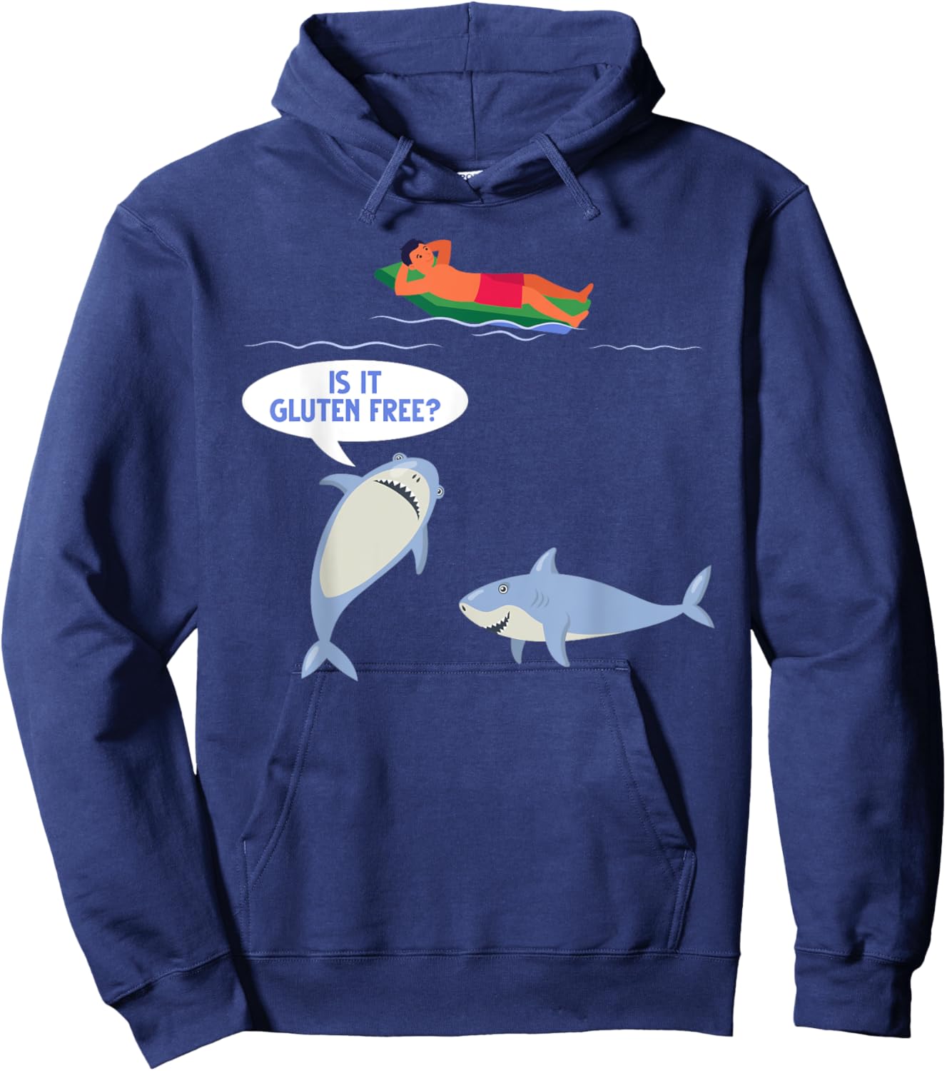 Funny Celiac Disease Wheat Free Shark Animal Gluten Free Hoodie - Hoodie | Navy