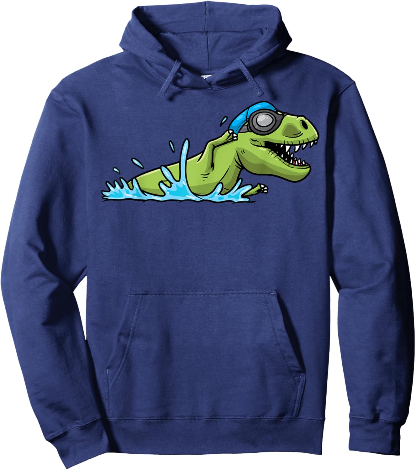 Swim Coach Swimmer Swimming Dinosaur T-Rex Boys Girls Hoodie - Hoodie | Navy