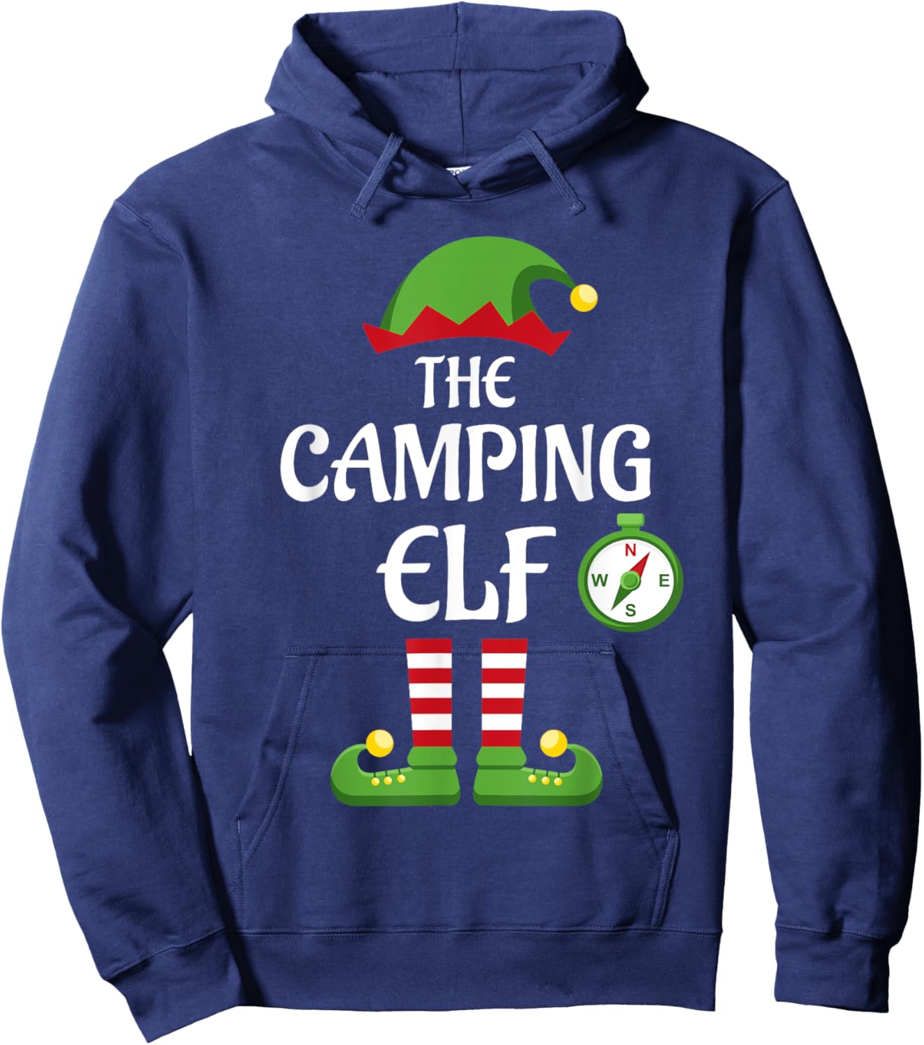 Camping Elf Family Matching Group Christmas Hoodie - Hoodie | Navy