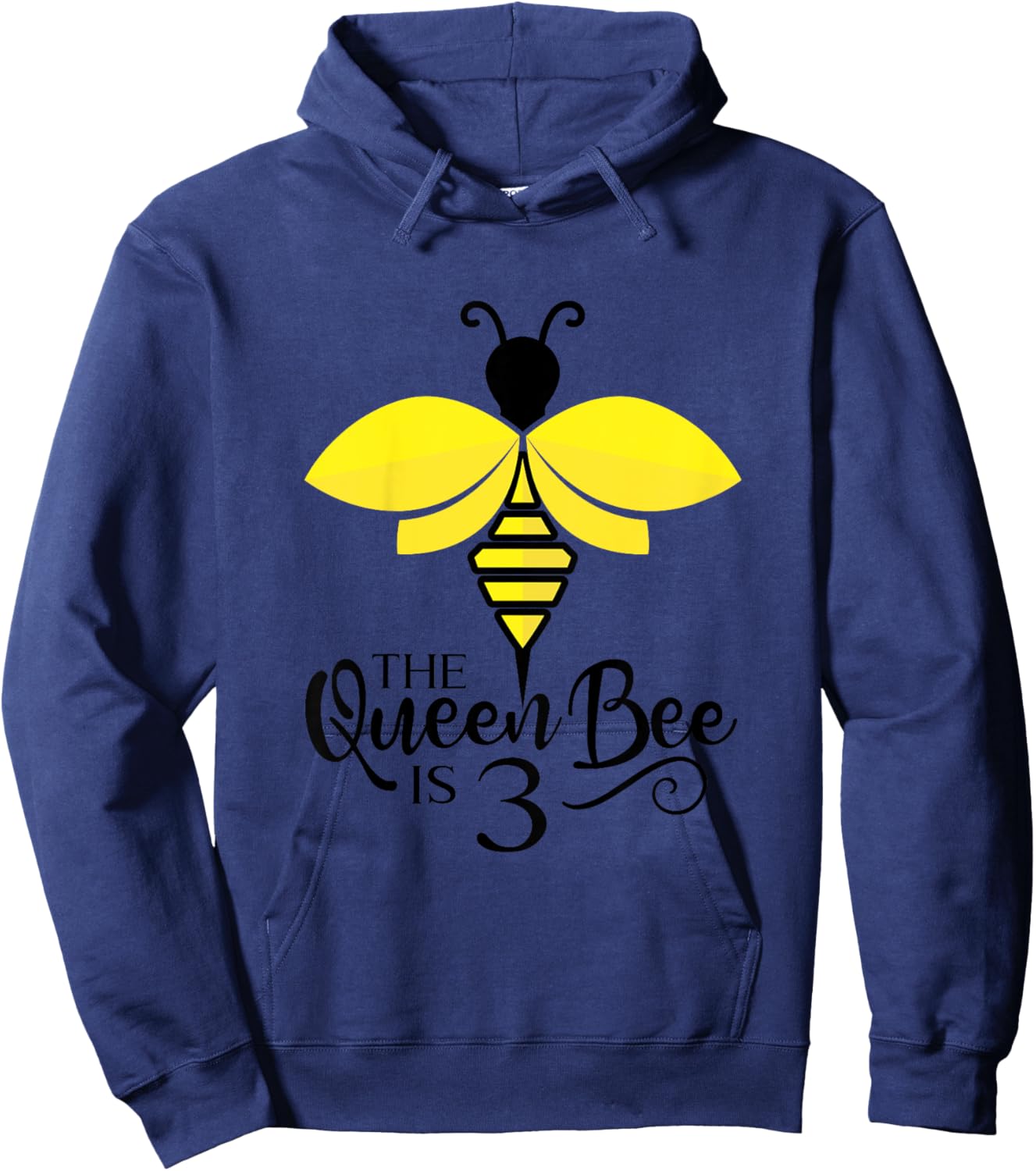 Kids 3rd Birthday The Queen Bee Is 3 Years Old Bumblebee Hoodie - Hoodie | Navy