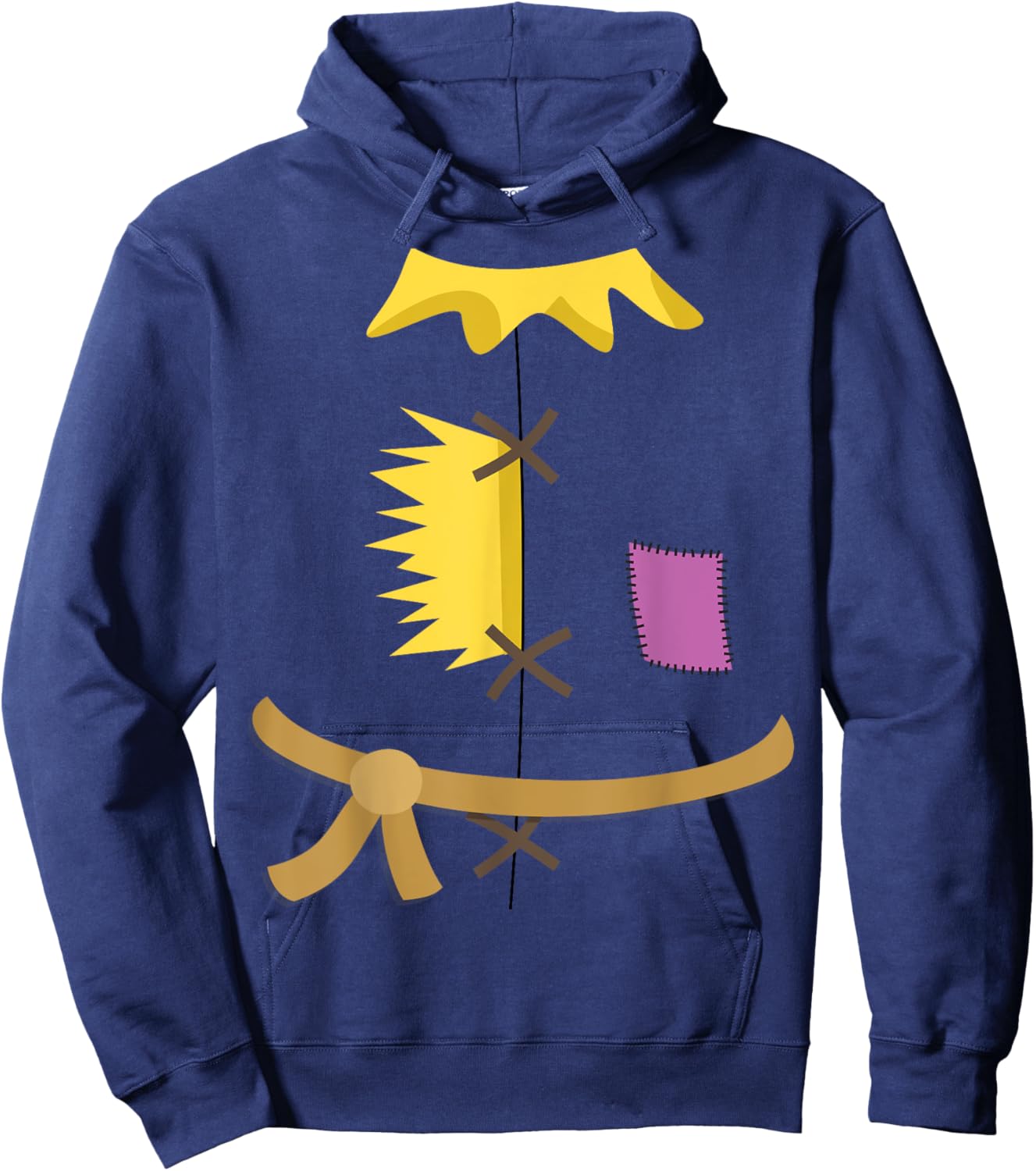 Scarecrow Costume Halloween Wizard of Oz Patch Vintage Hoodie - Hoodie | Navy