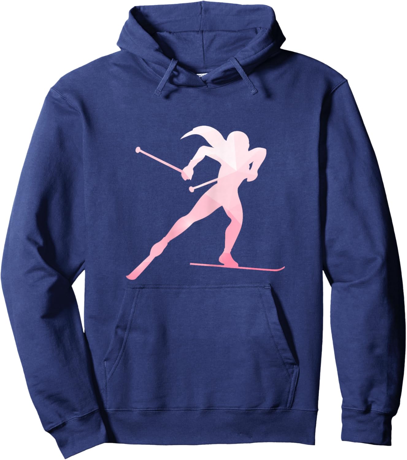 Girl Silhouette Cross Country Skiing Winter Sports Biathlon Hoodie - Hoodie | Navy