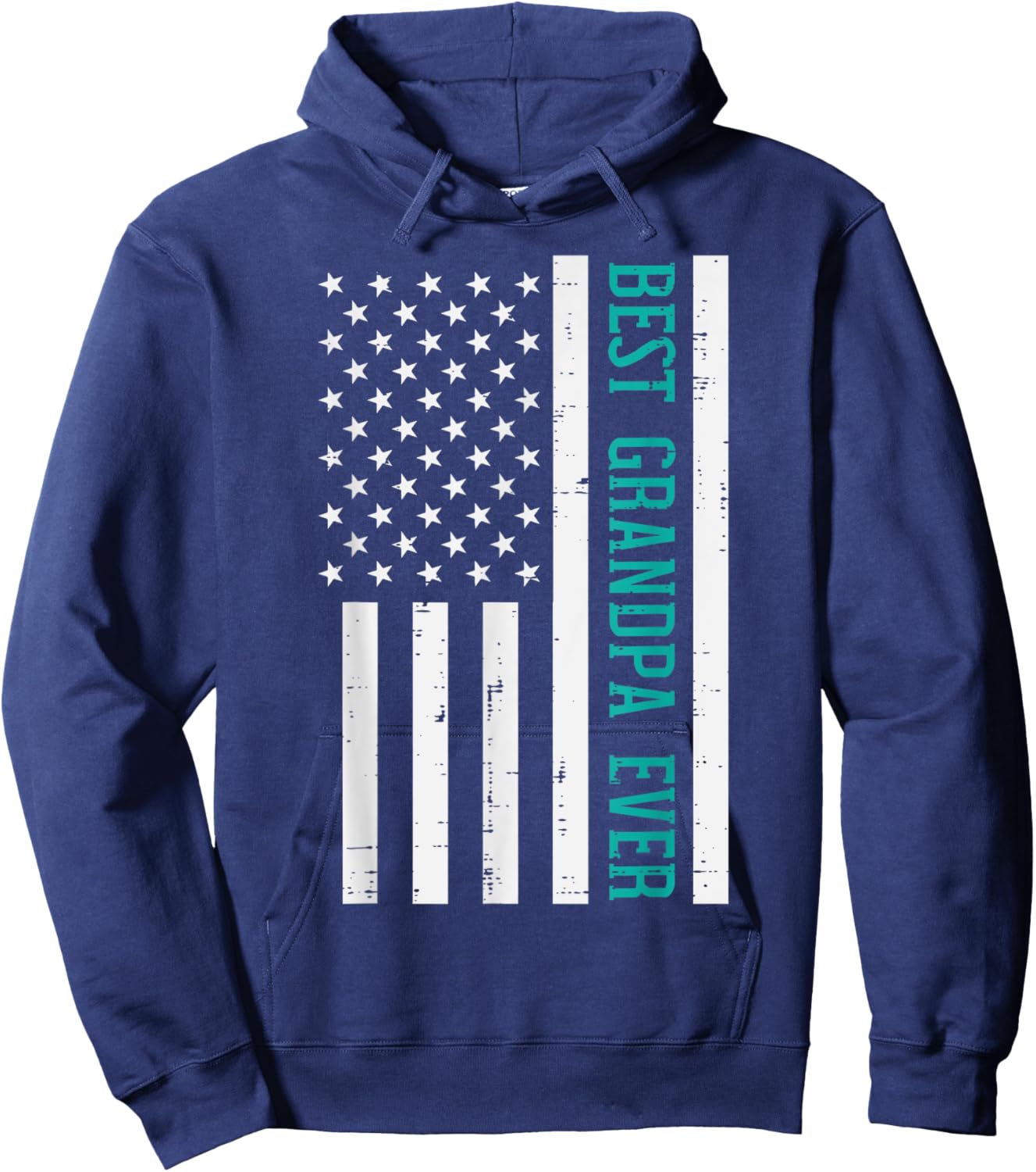 Best Grandpa Ever US Flag Vintage Fathers Day Patriotic Women Men Hoodie - Hoodie | Navy
