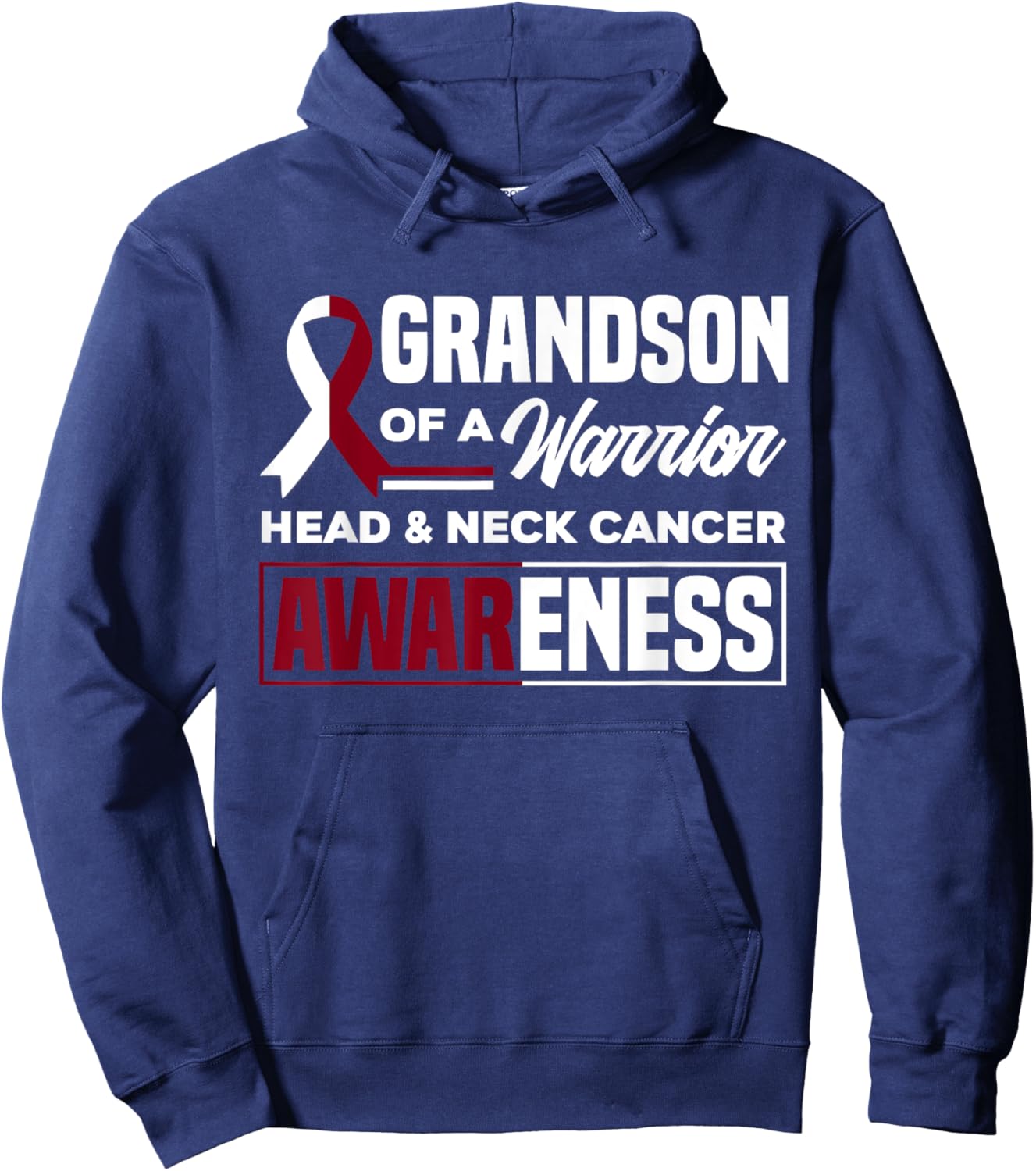 Grandson Of A Warrior Support Head & Neck Cancer Awareness Hoodie - Hoodie | Navy