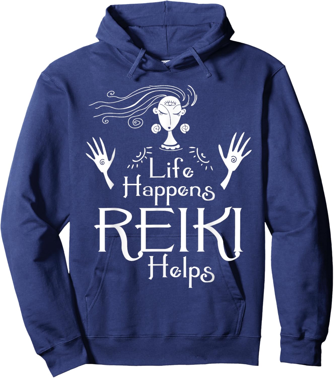 Life Happens Reiki Helps - Holistic Healer Healing Chakra Hoodie - Hoodie | Navy
