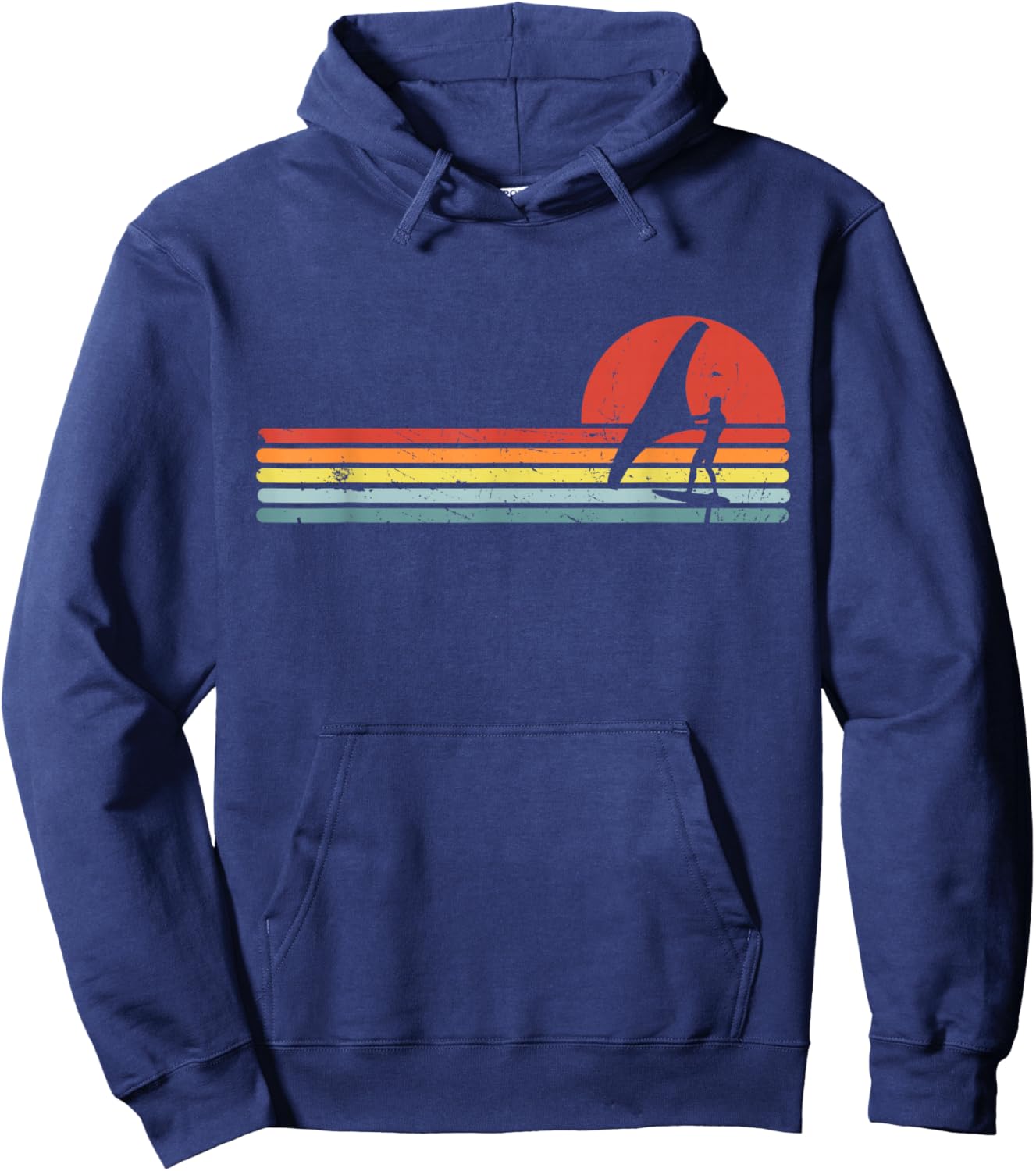 Wing Foiling Foil Surf Surfing Foiler, Retro Vintage Surfer Hoodie - Hoodie | Navy
