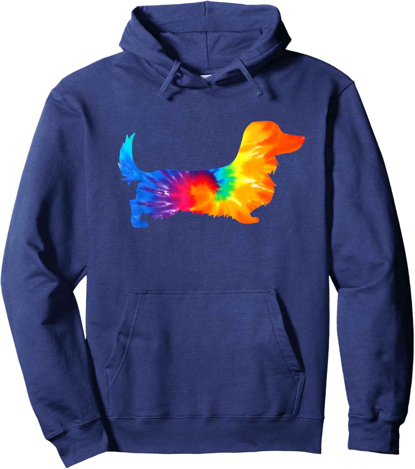 Dachshund Doxie Long Haired Tie Dye Dog Mom Dad Lover Cute Hoodie - Hoodie | Navy