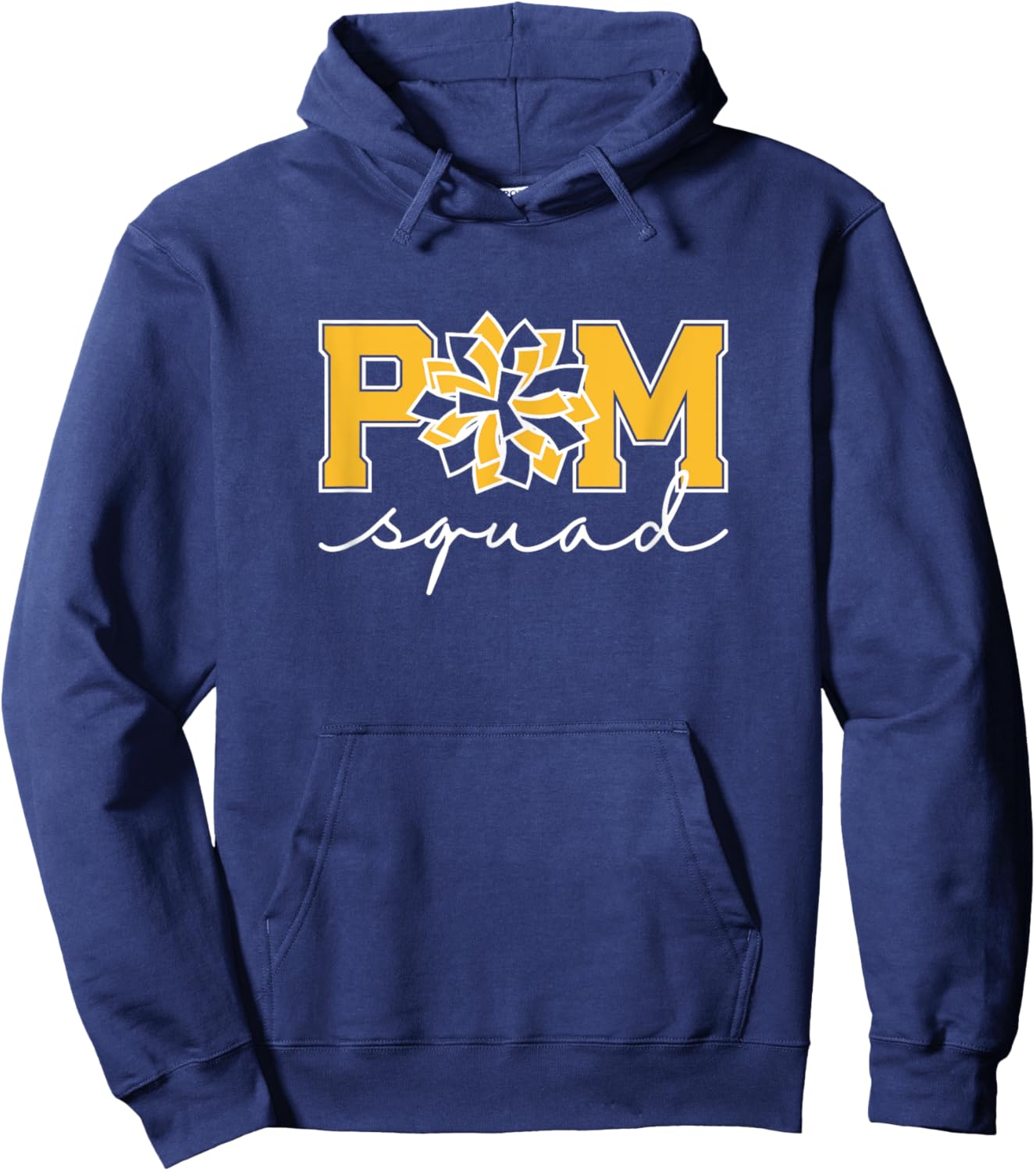 Pom Squad for Dance, Cheer, Spirit Squad Yellow Hoodie - Hoodie | Navy
