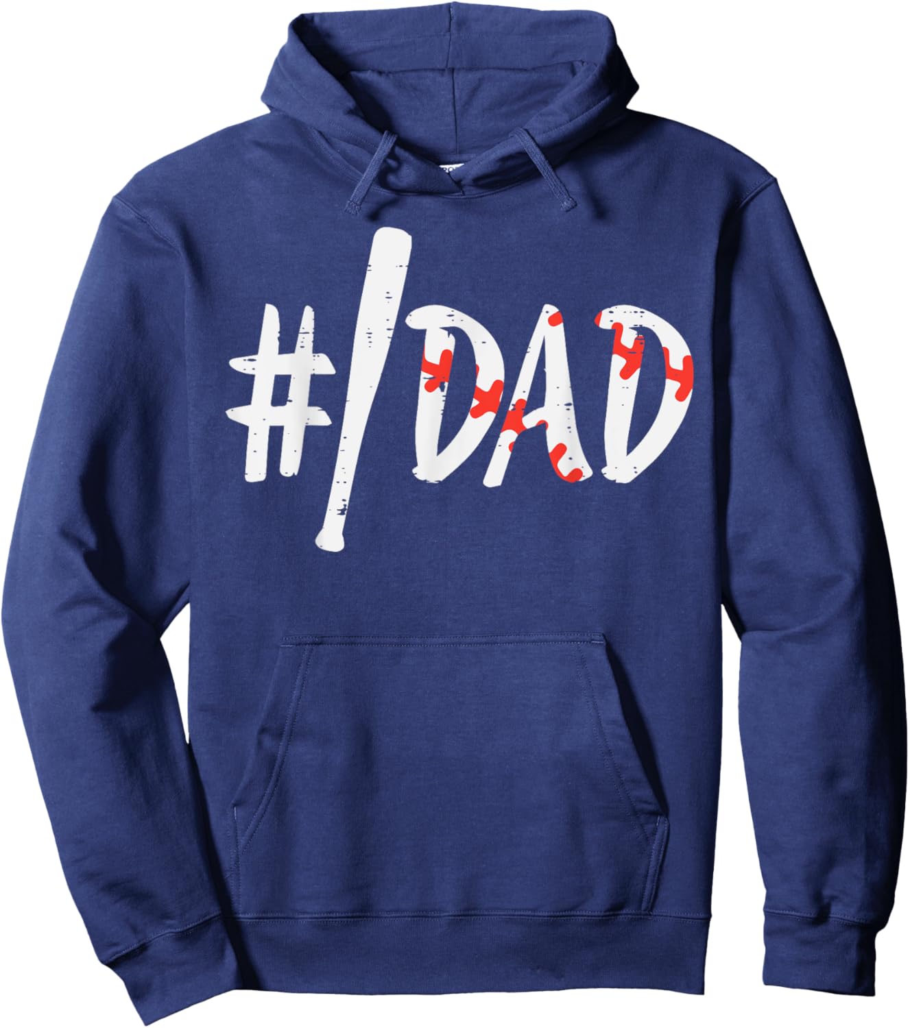 Hashtag #Baseball Bat Dad Fathers Day Sports Daddy Papa Men Hoodie - Hoodie | Navy