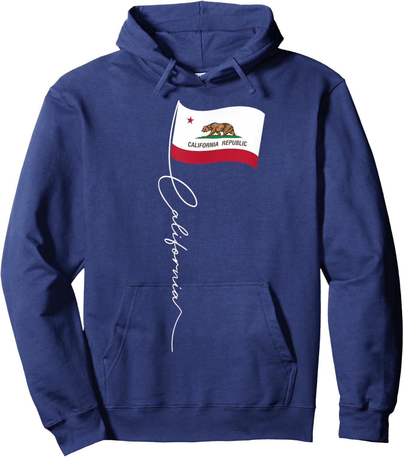California Signature Flag Pole - Elegant Californian Flag Hoodie - Hoodie | Navy