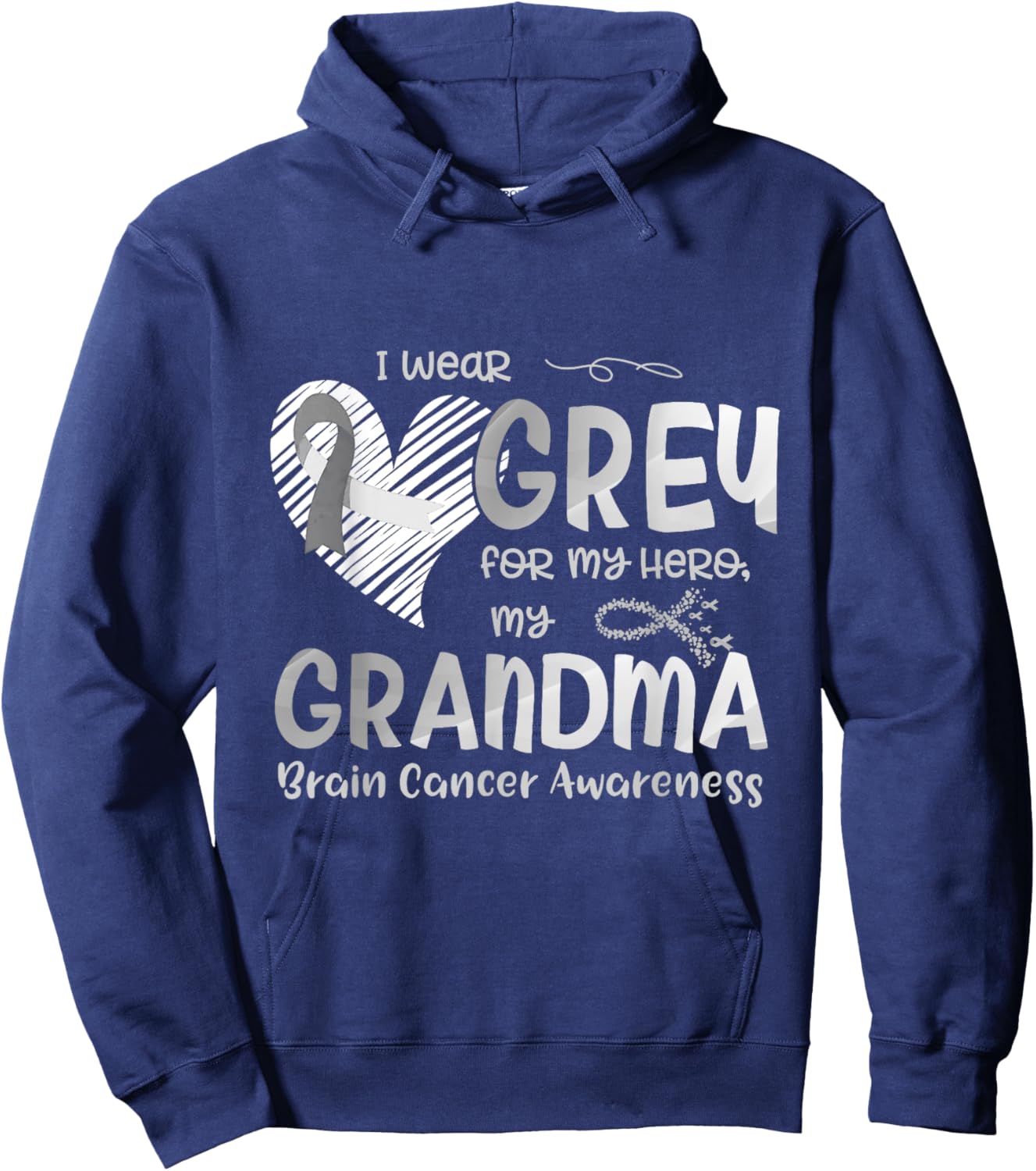 I Wear Gray For My Hero Grandma Brain Cancer Awareness Hoodie - Hoodie | Navy